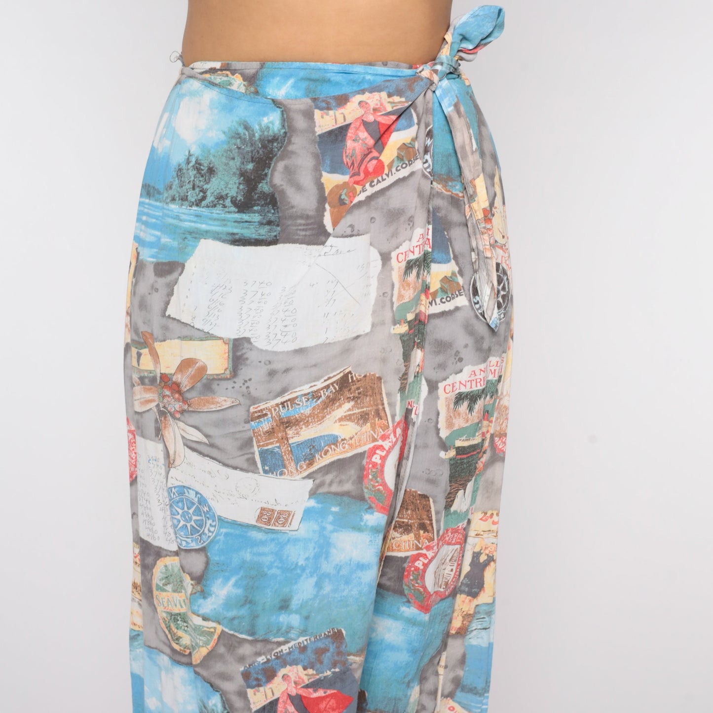 90s Jams World Tropical Wrap Midi Skirt Corsica France Print Small