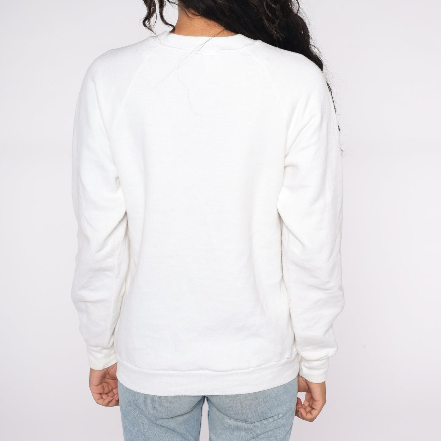 80s Japanese Geta Sandal Graphic Sweatshirt White Raglan Crewneck Medium