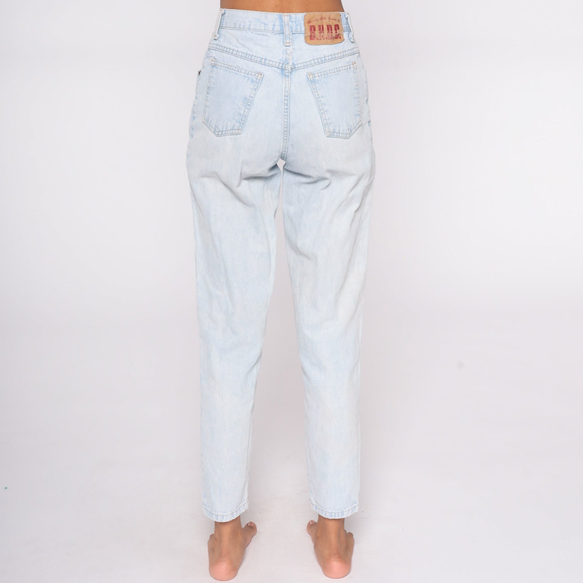 80s Acid Wash High Waist Mom Jeans Blue Denim Tapered Small