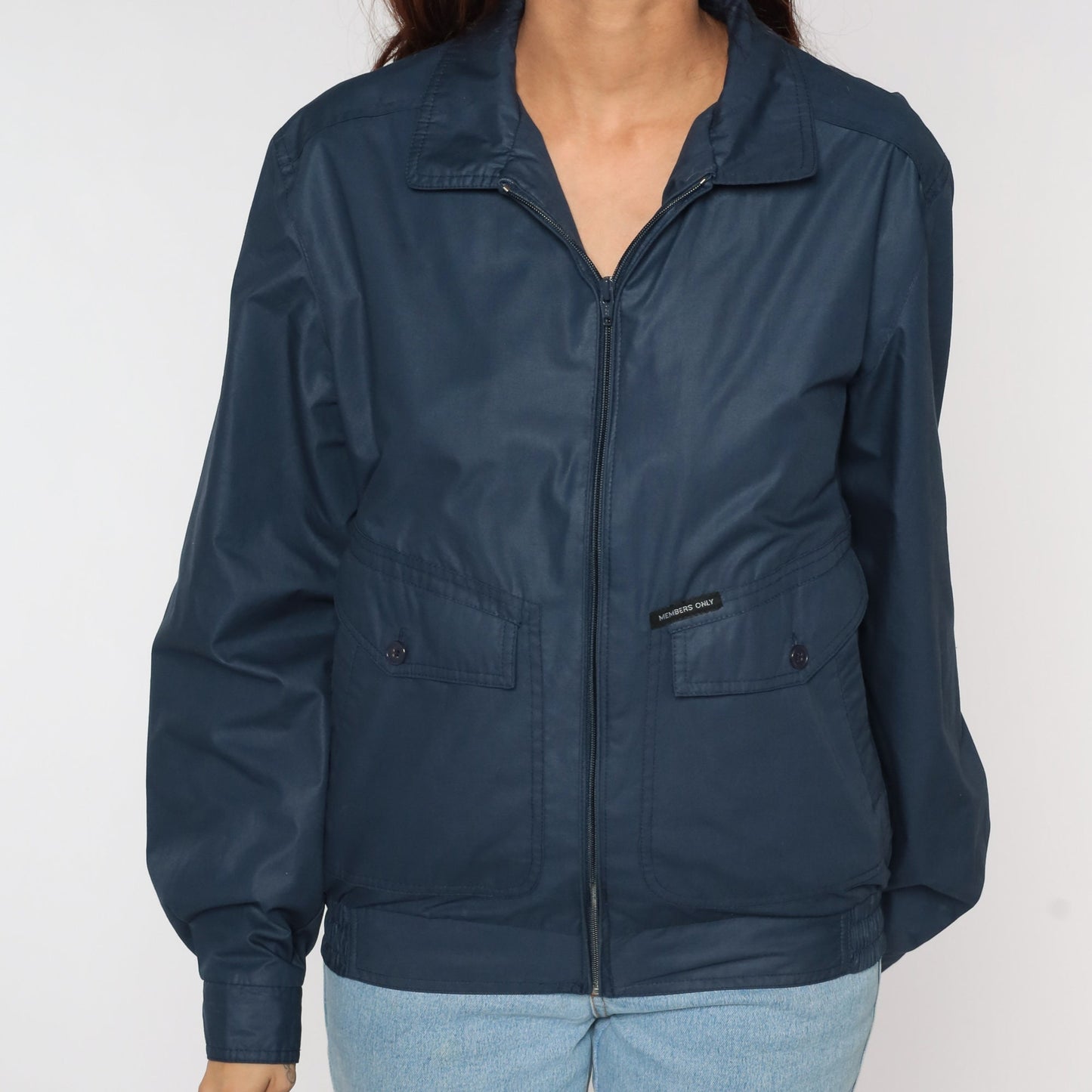 80s Members Only Jacket Navy Blue Windbreaker Cafe Racer Small