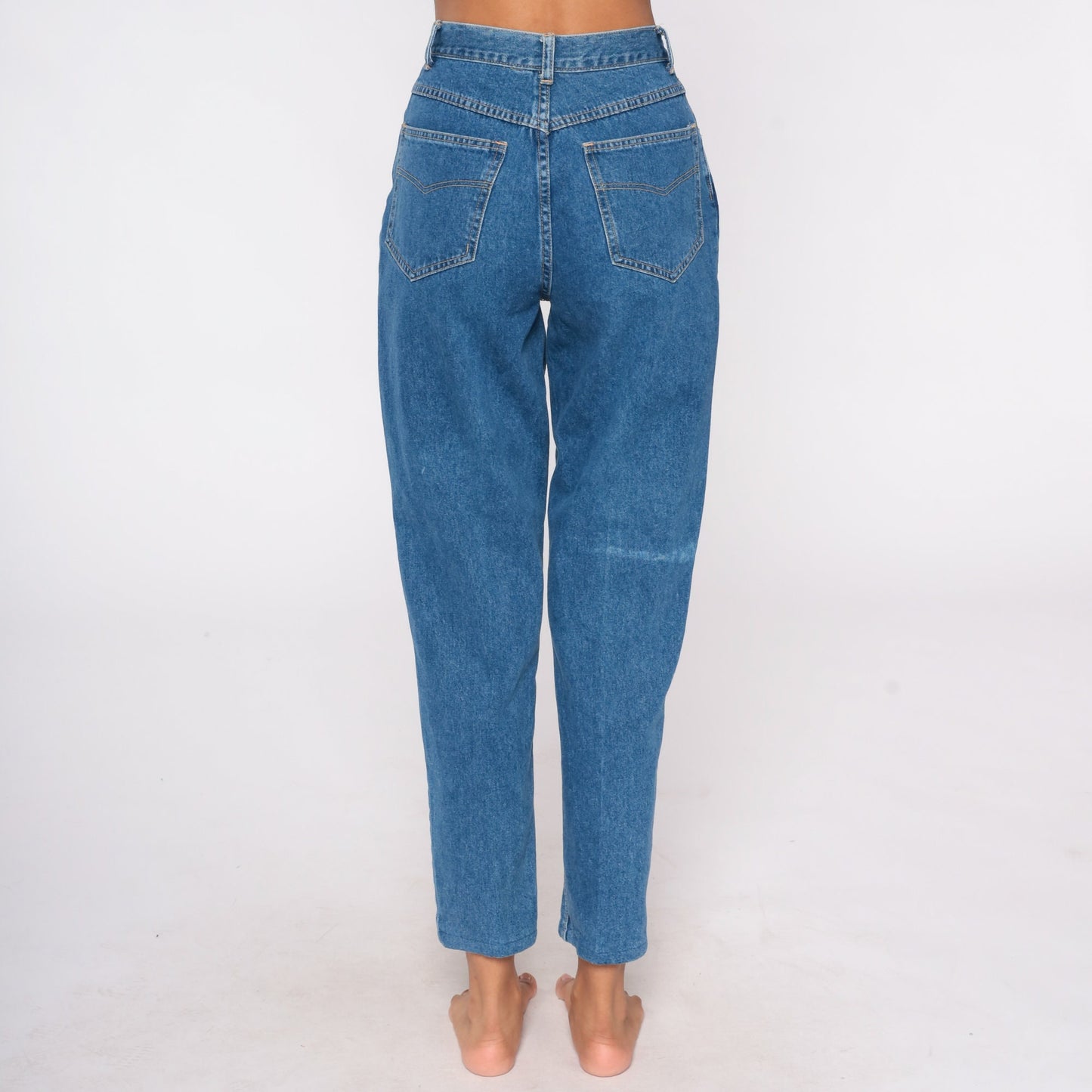 90s Southwestern High Waist Tapered Mom Jeans Blue Denim Small 4