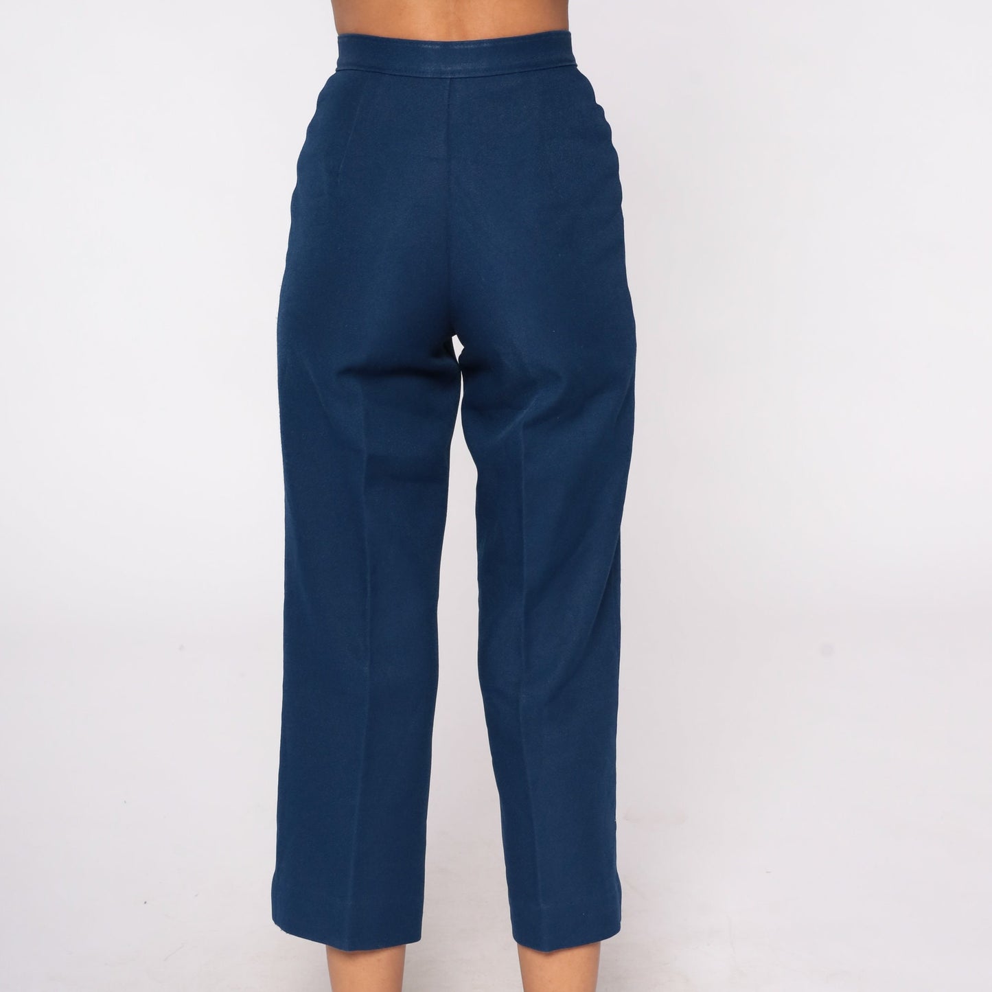 70s Navy Straight Leg High Rise Trousers Extra Small XS