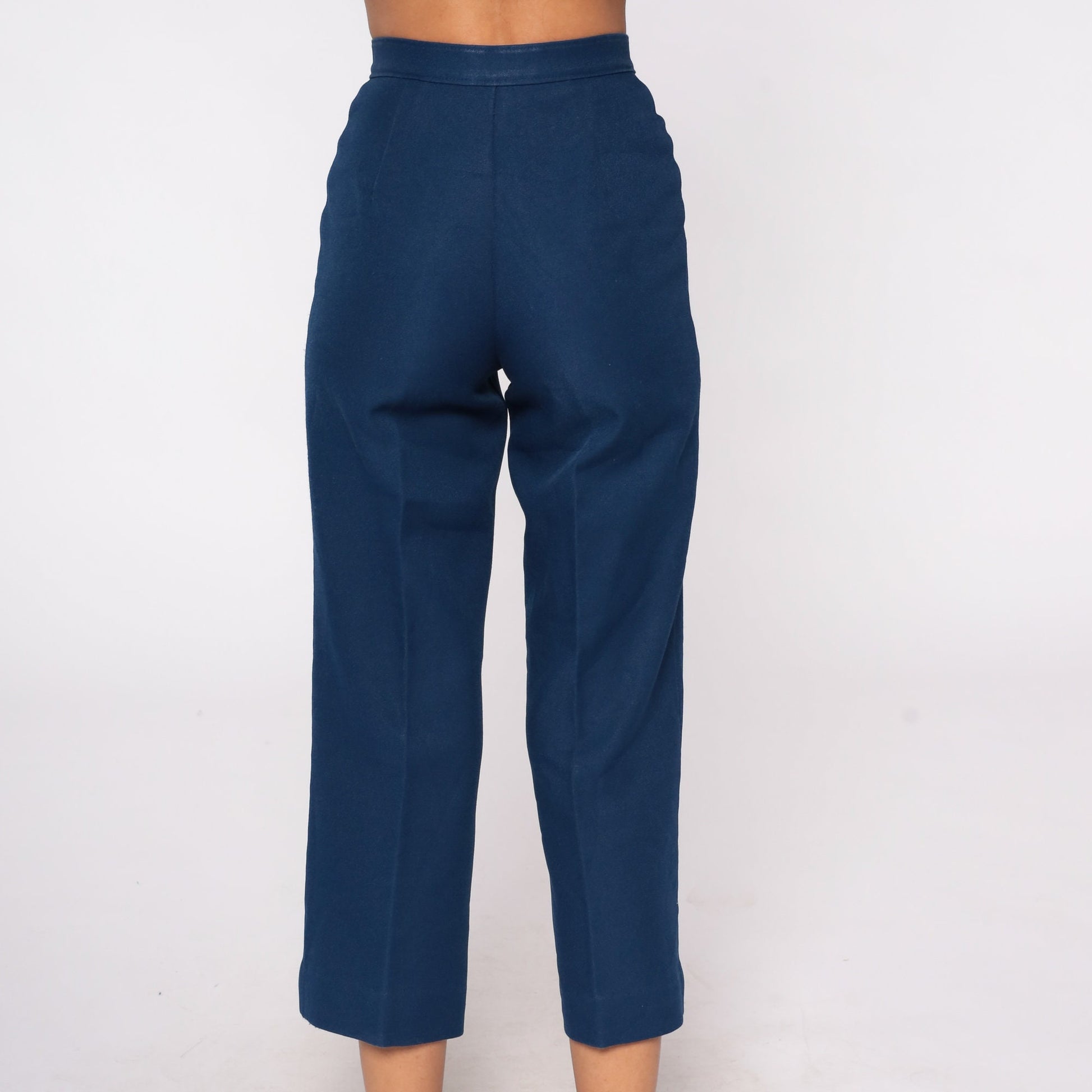 70s Navy Straight Leg High Rise Trousers Extra Small XS