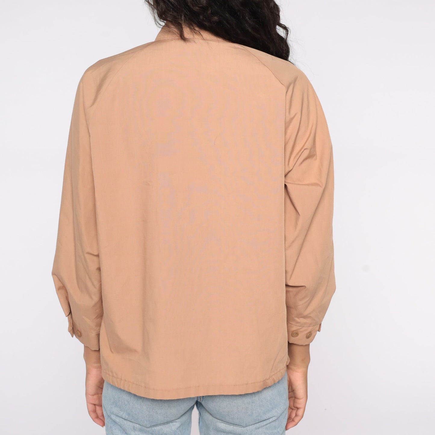 80s Tan Zip-Up Raglan Windbreaker Jacket Men's Medium