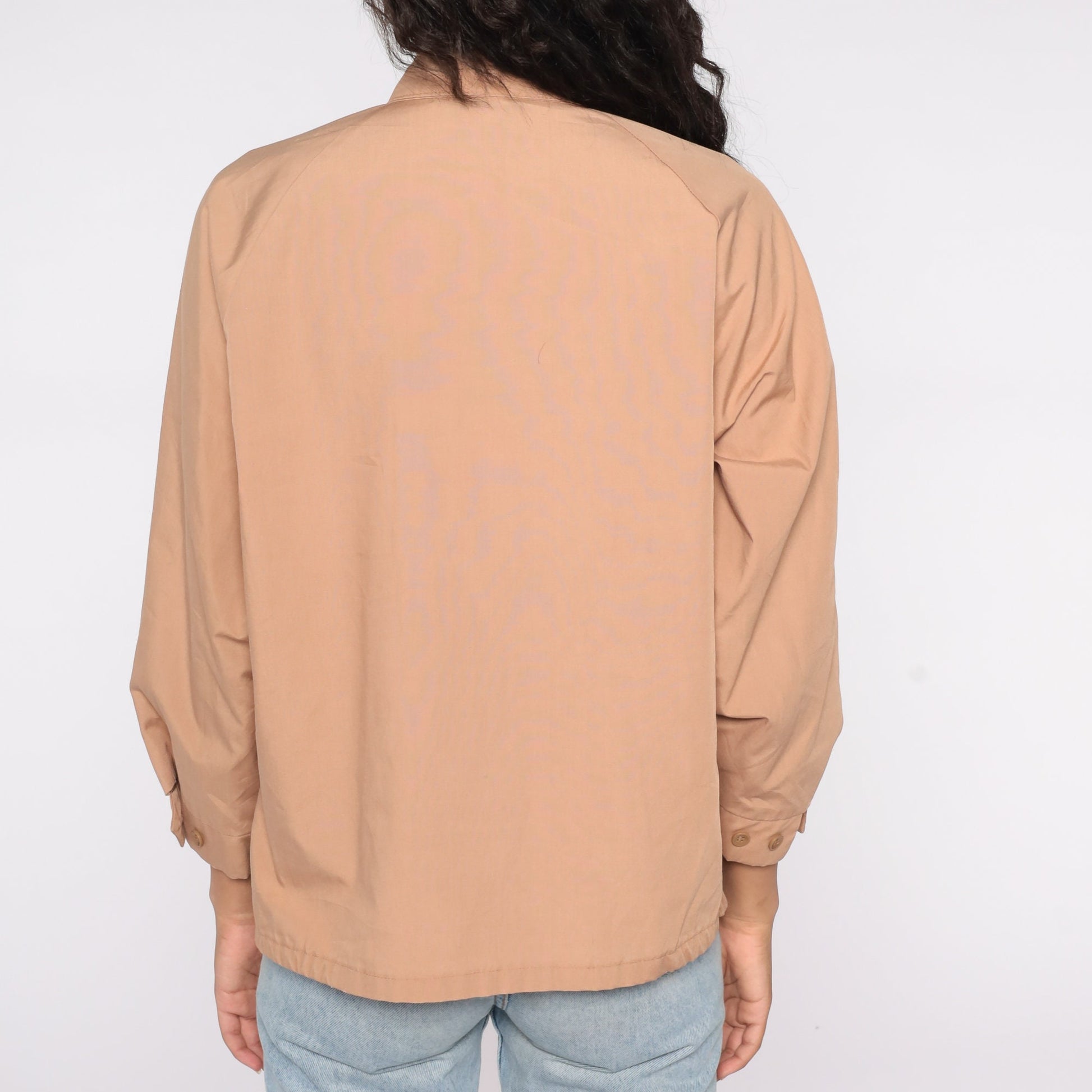 80s Tan Zip-Up Raglan Windbreaker Jacket Men's Medium