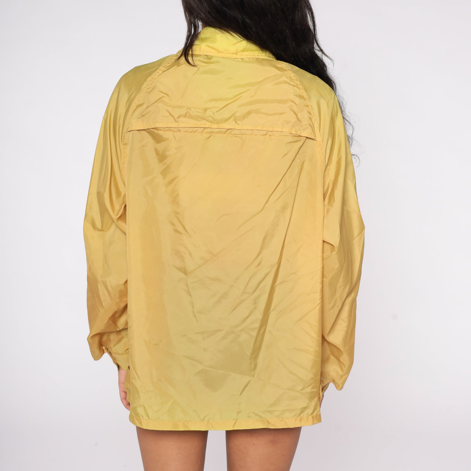 70s Yellow Nylon Windbreaker Jacket Zip Up Extra Large