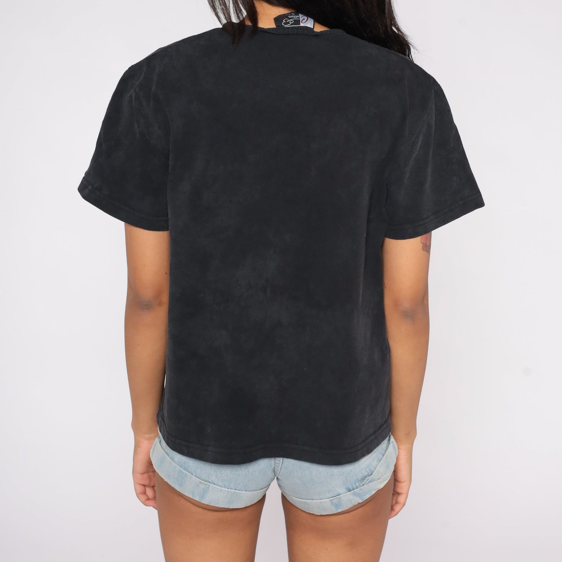 90s Fish Starfish Petroglyph Graphic T-Shirt Black White Medium