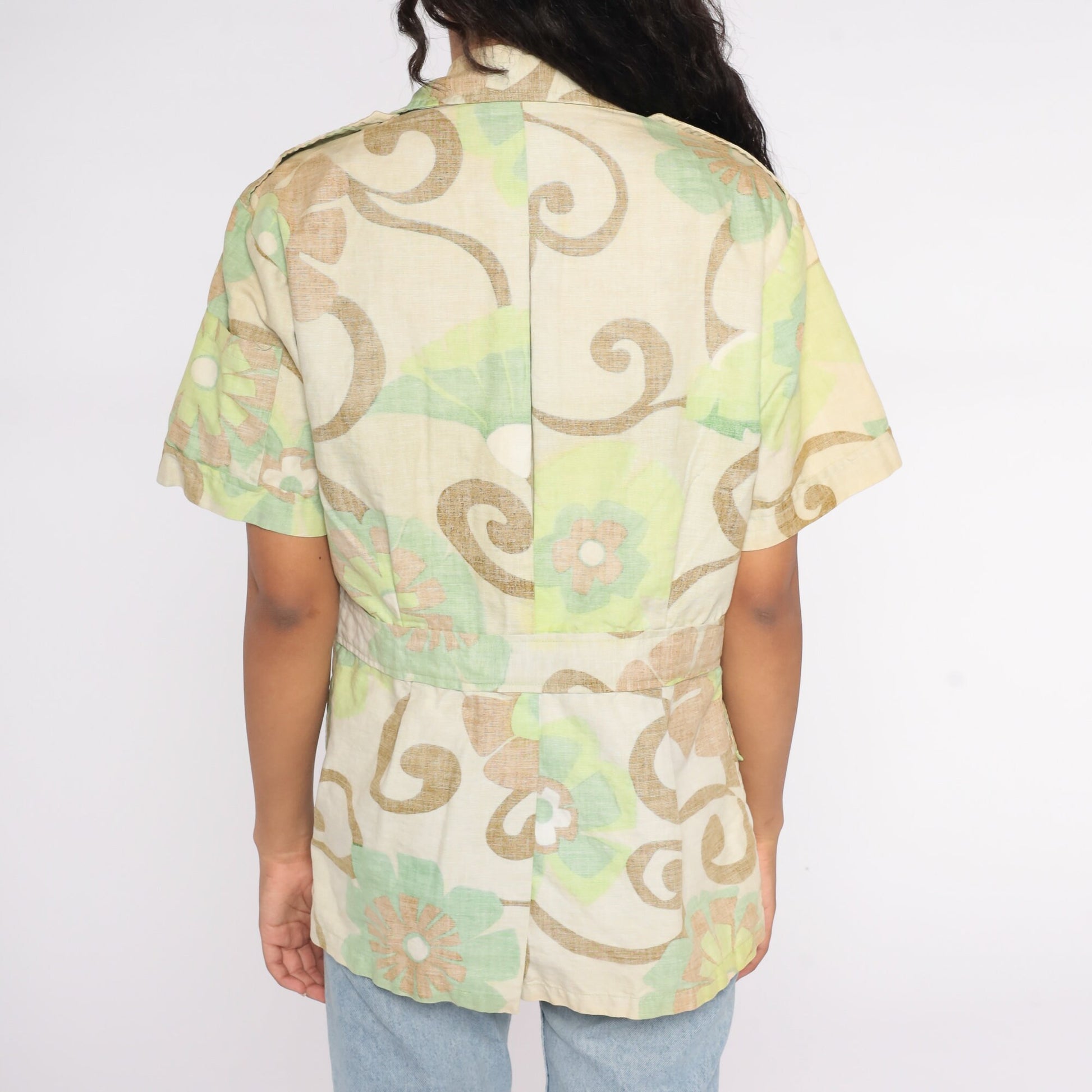 70s Surfline Original Floral Button Up Shirt Cotton Medium