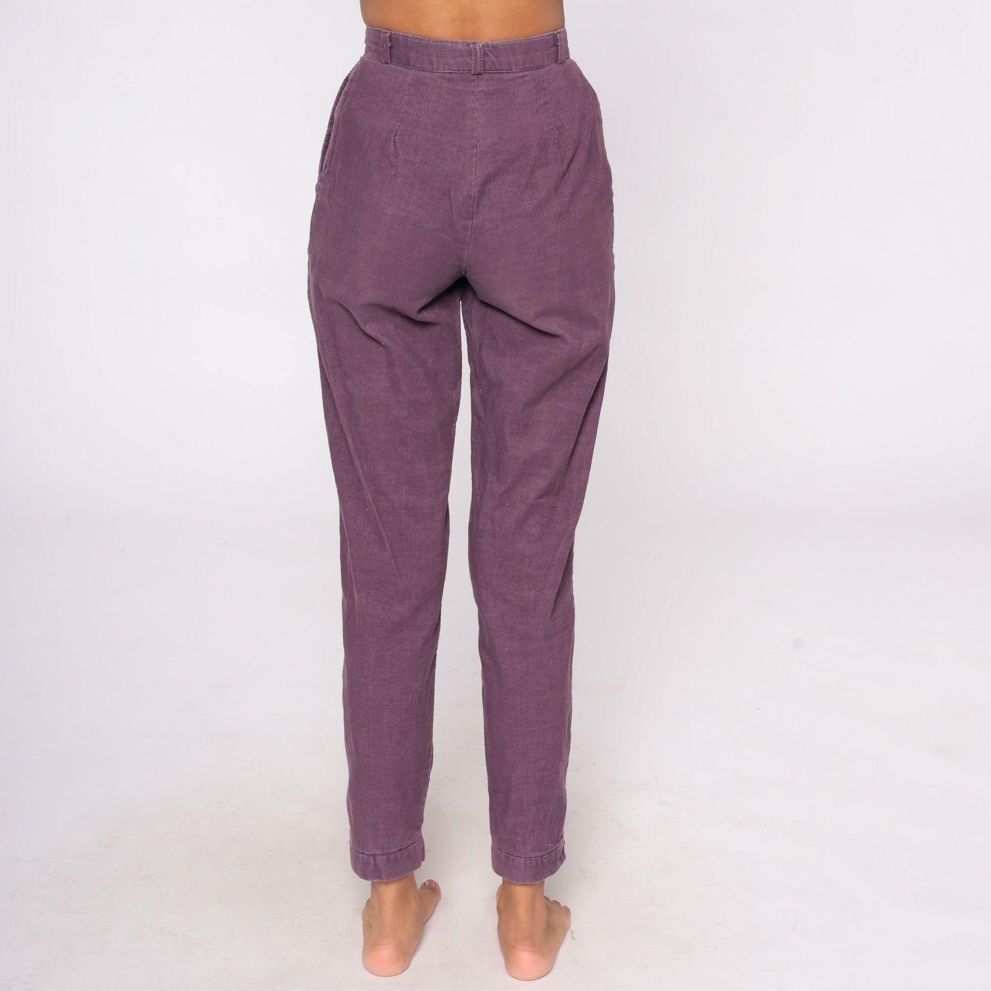 80s Purple Corduroy High-Waist Tapered Pants Extra Small