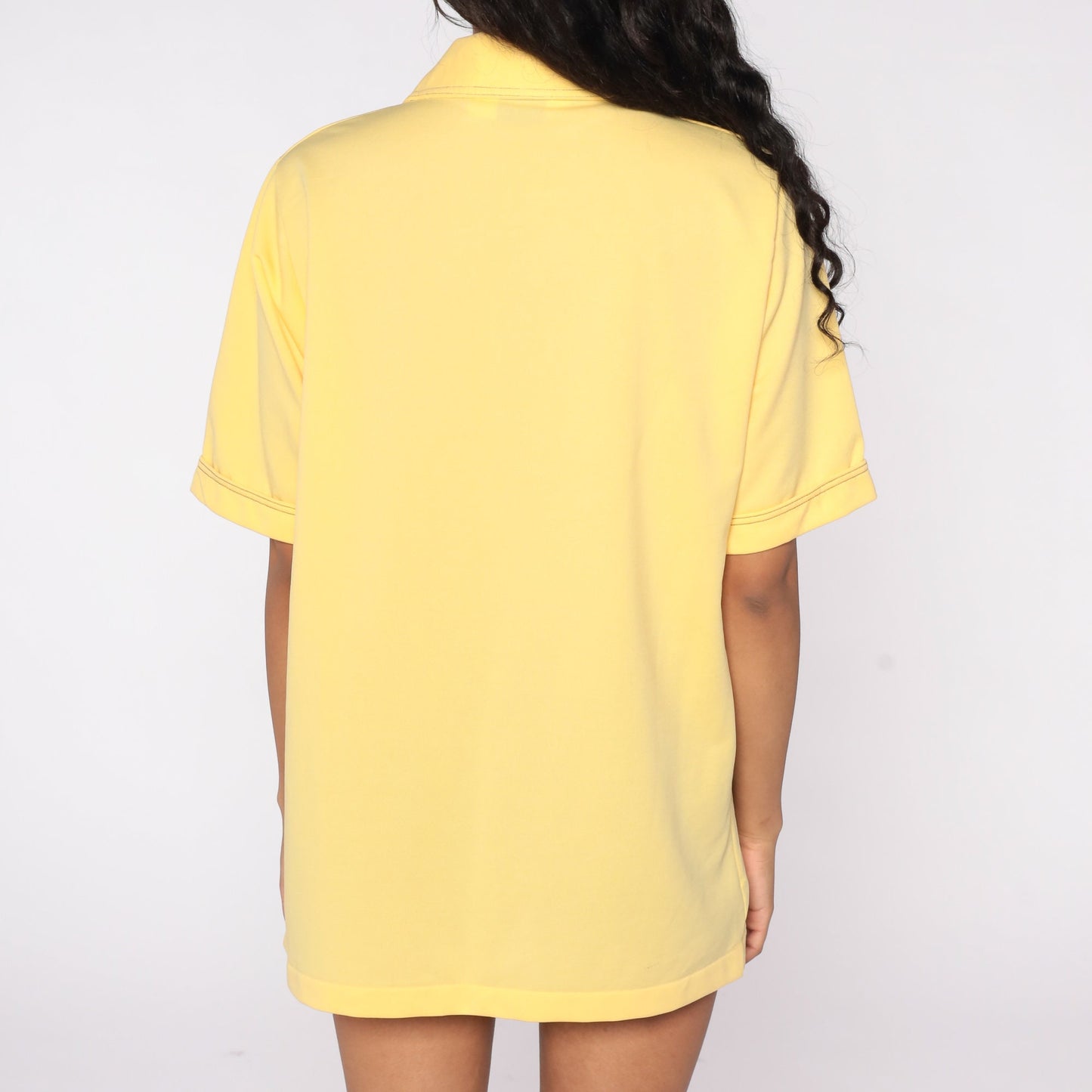 70s Munsingwear Penguin Polo Shirt Yellow Half-Button Collared Large