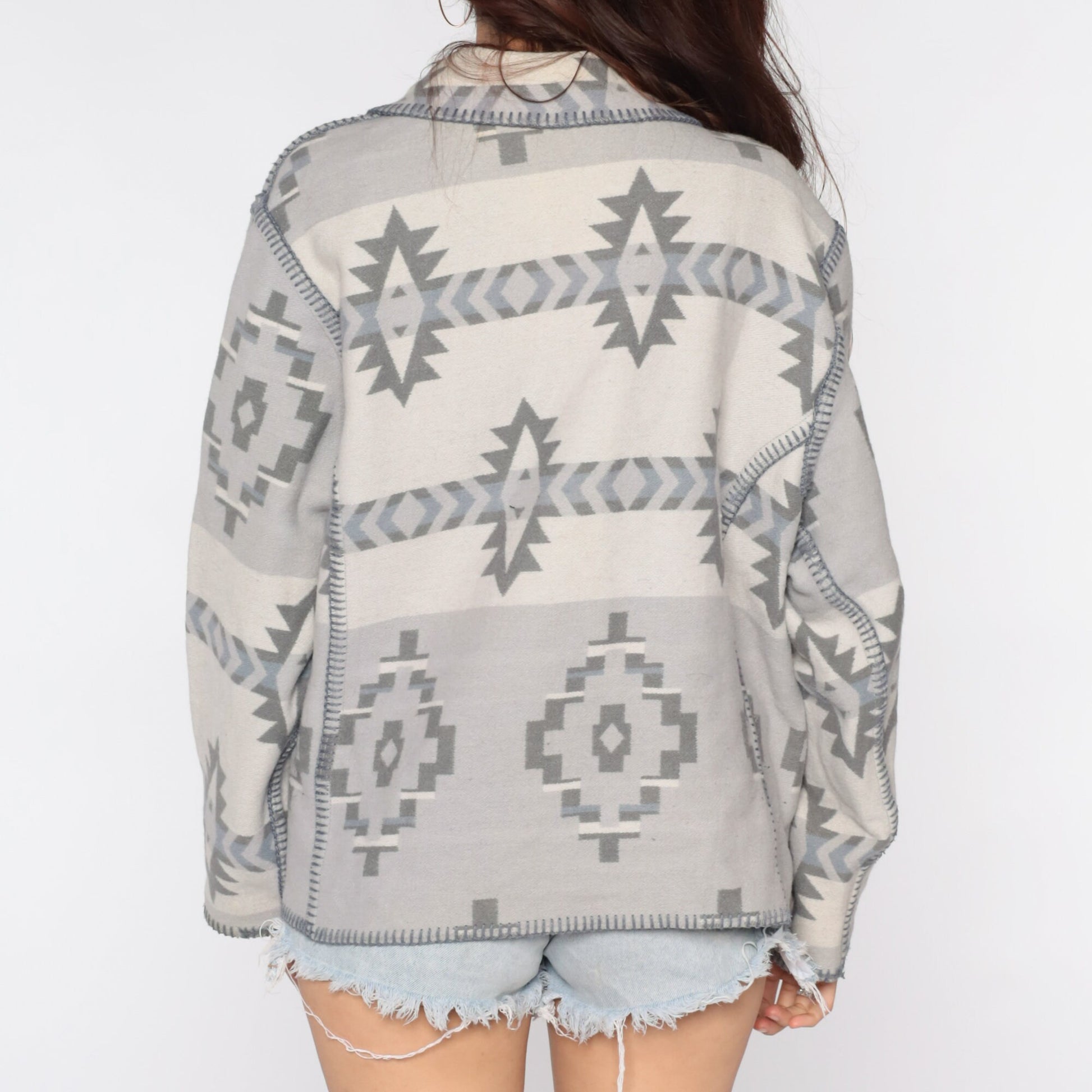 80s Woolrich Wool Southwestern Reversible Jacket Grey Large L