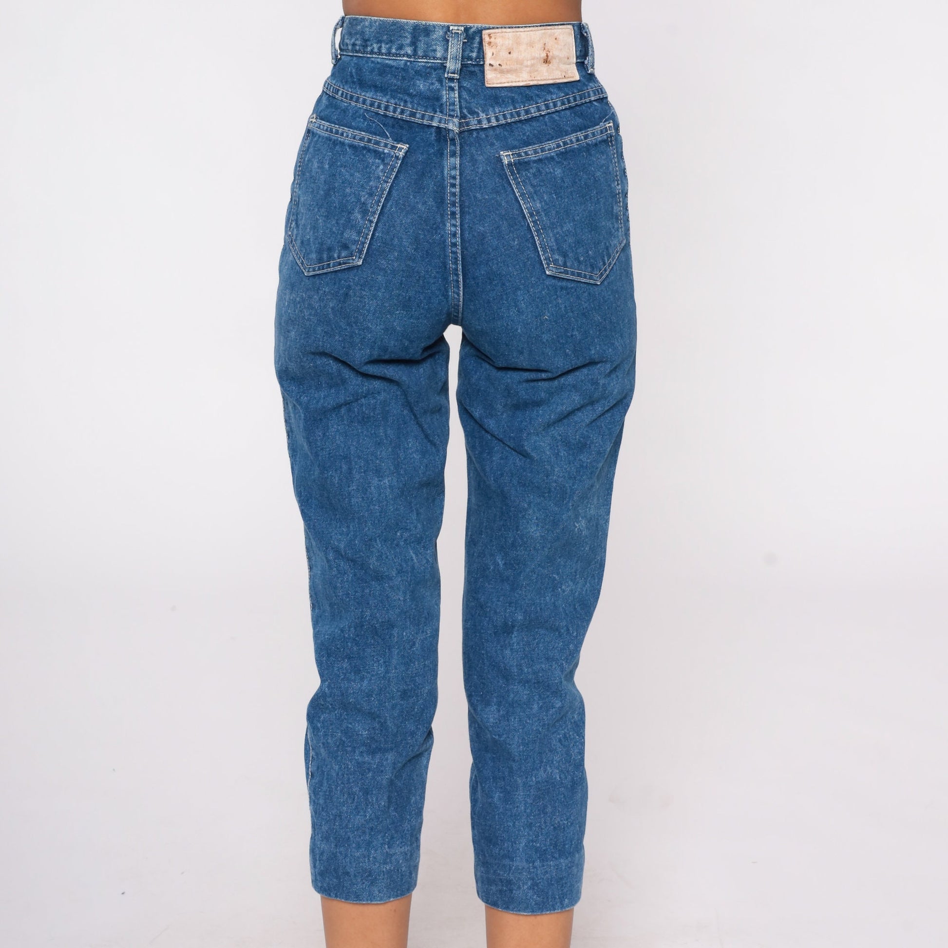 80s Bonjour High-Waist Cropped Ankle Jeans Blue Denim Extra Small XS