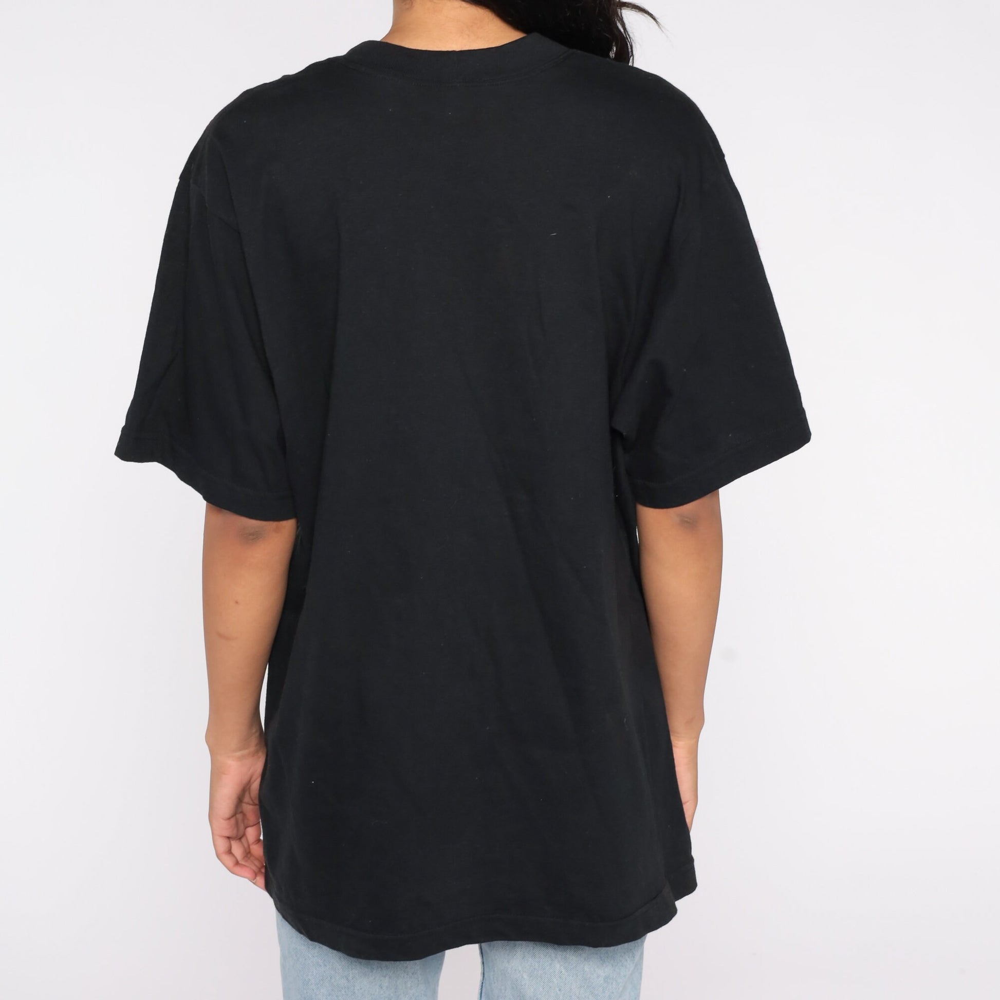 90s Palm Tree Embroidered T-Shirt Black Graphic Tee Extra Large XL