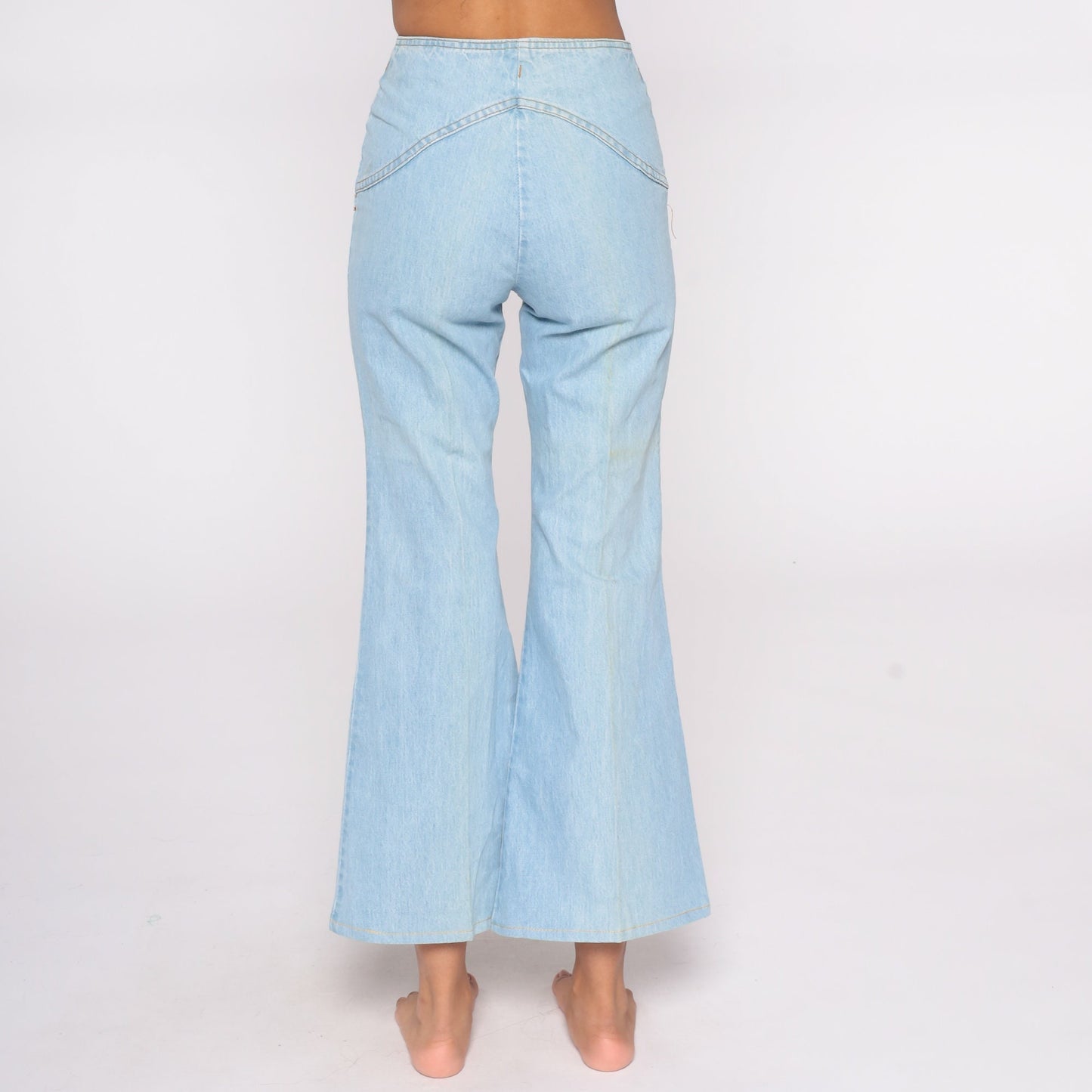 90s Light Wash Flare Jeans High Waisted Double Button Denim Small S