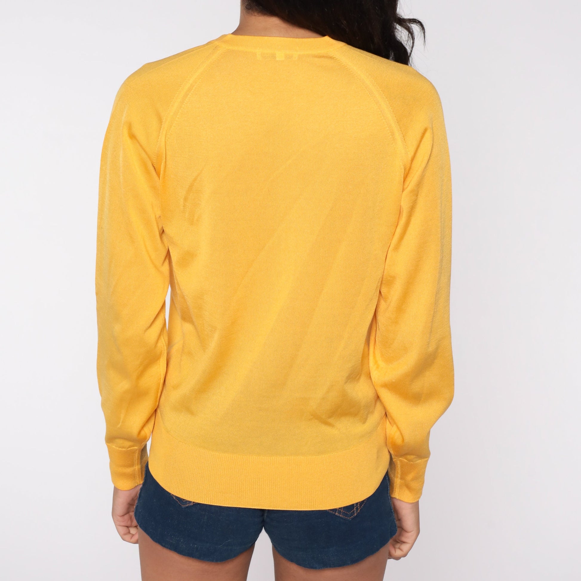 80s Paganica Yellow Raglan Sweater Pullover Small S