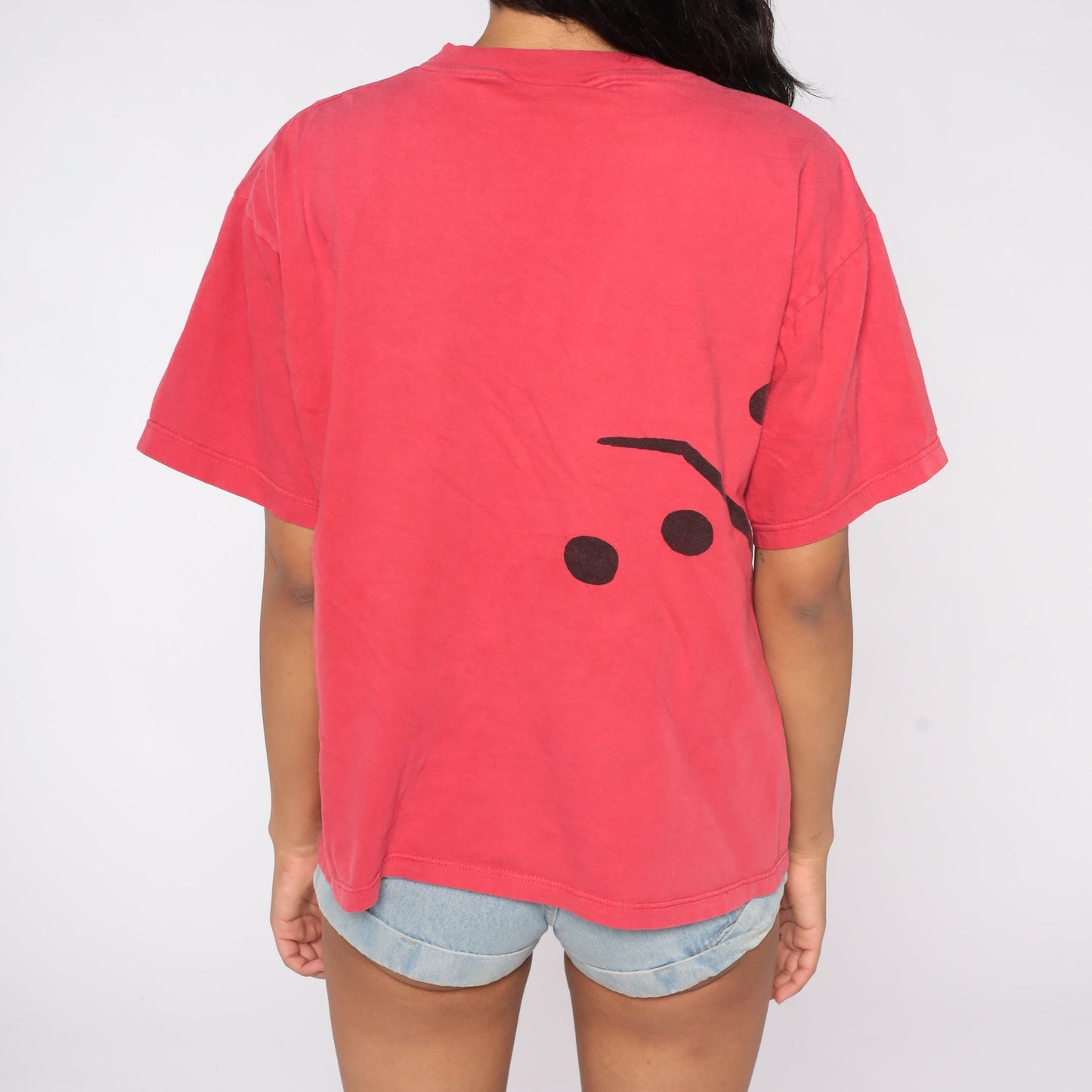 90s Kenyan Village Woman Graphic T-Shirt Cotton Red Large