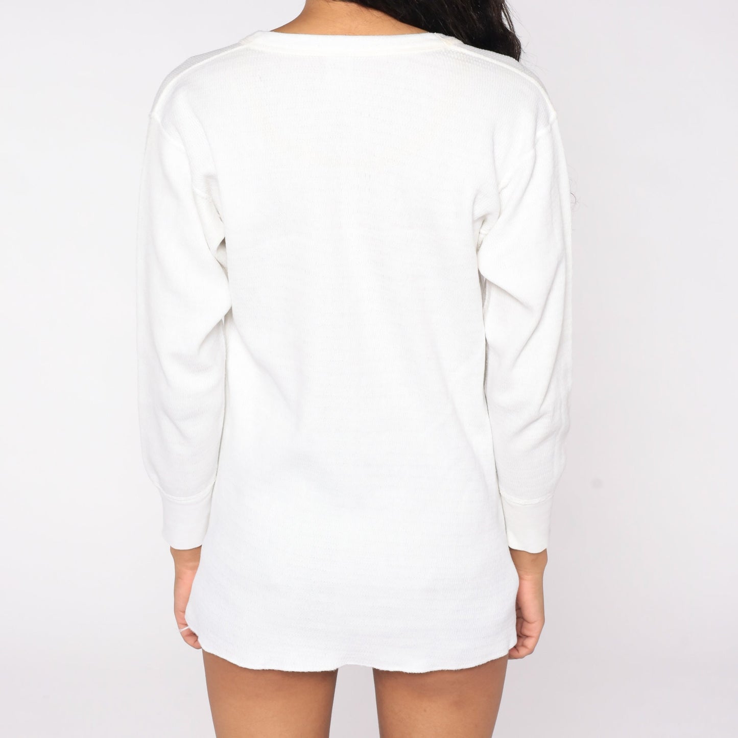 80s White Thermal Waffle Knit Long Sleeve Undershirt Extra Large