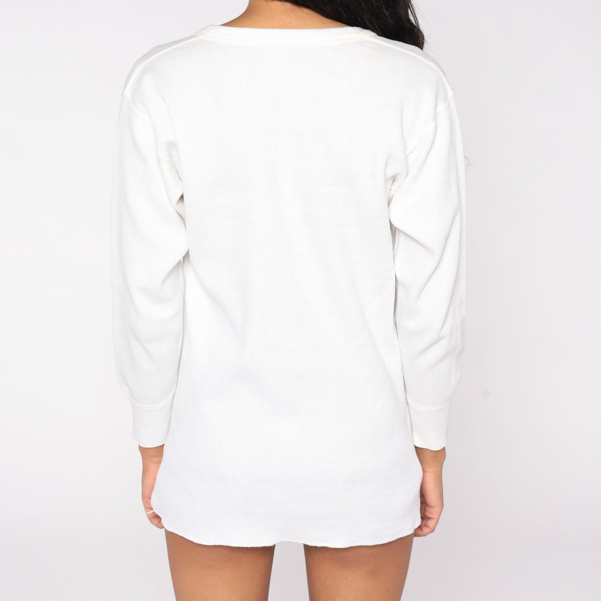 80s White Thermal Waffle Knit Long Sleeve Undershirt Extra Large