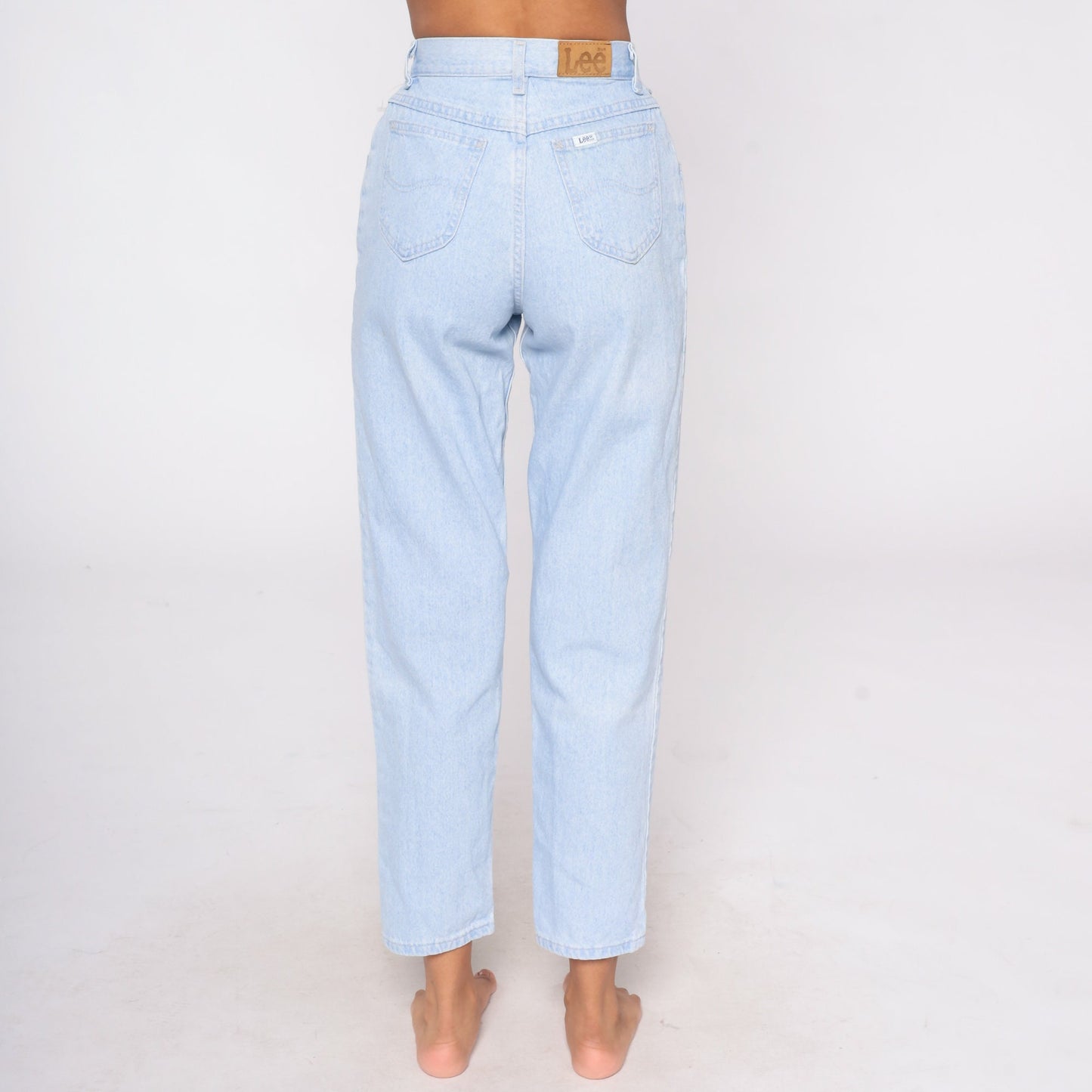80s Lee Pleated High-Waist Tapered Jeans Light Wash Denim Extra Small XS
