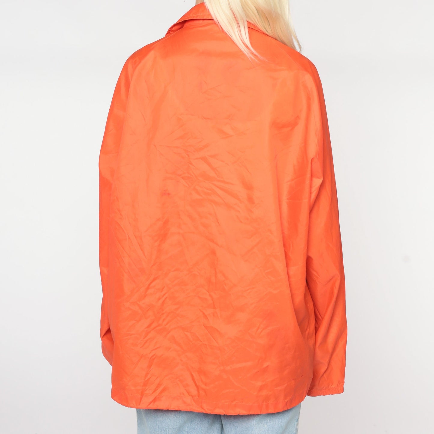 70s Denver Broncos Nylon Windbreaker Snap Jacket Orange Large