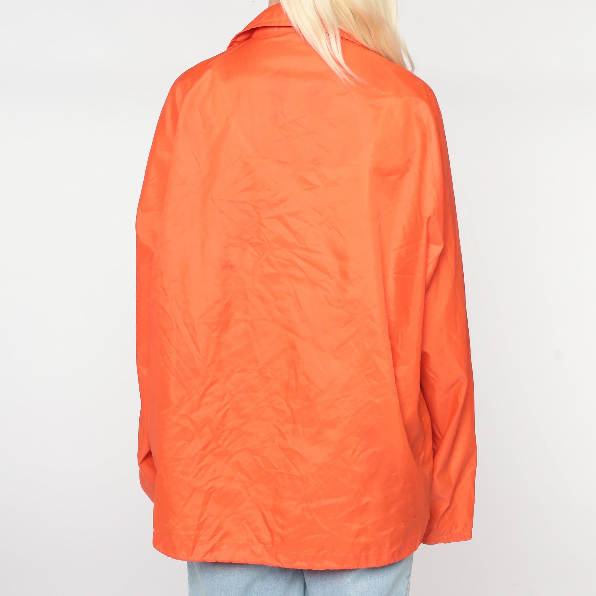 70s Denver Broncos Nylon Windbreaker Snap Jacket Orange Large