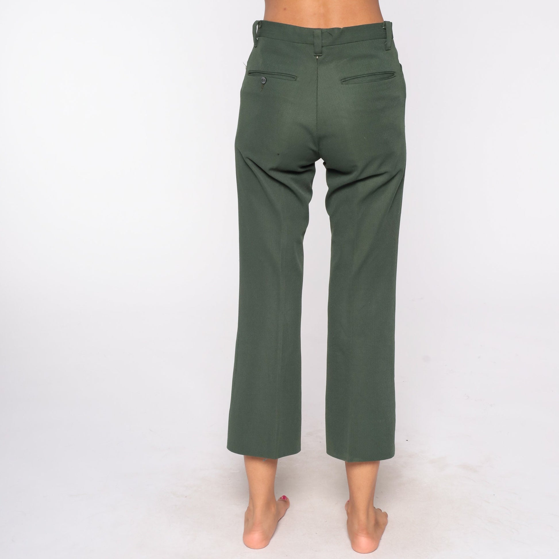 70s Green High-Rise Straight Leg Trousers Small