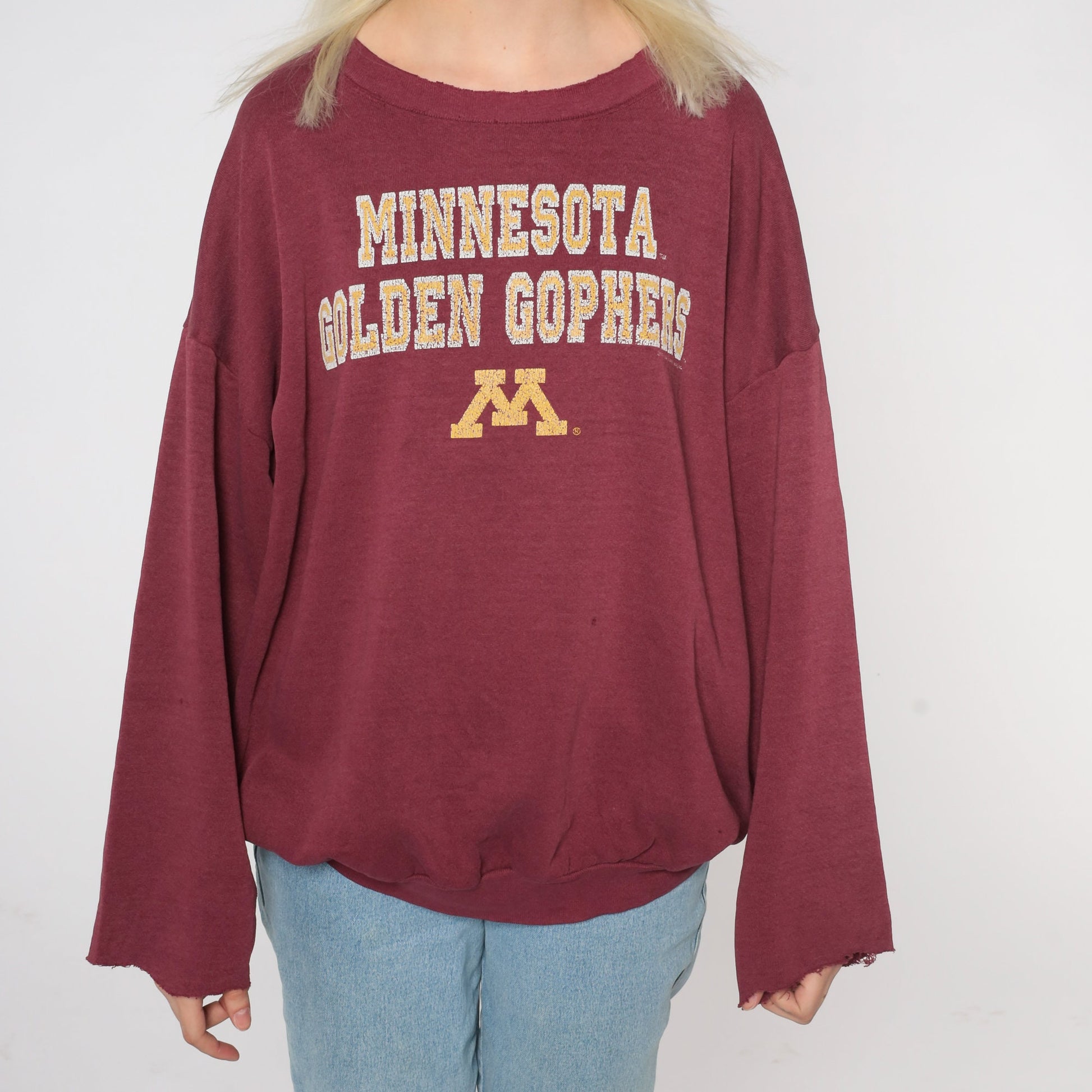 90s Minnesota Golden Gophers Sweatshirt Burgundy College Football Extra Large XXL
