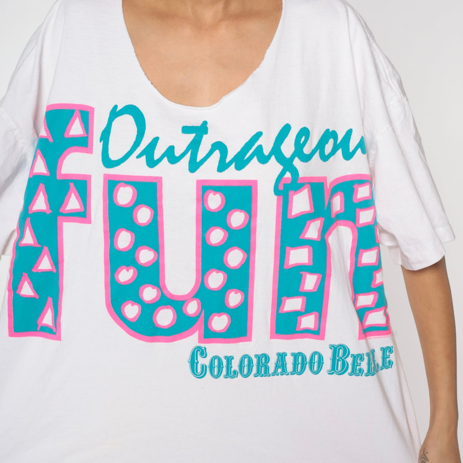 90s Colorado Belle Casino T Shirt Dress White Graphic Minidress One Size