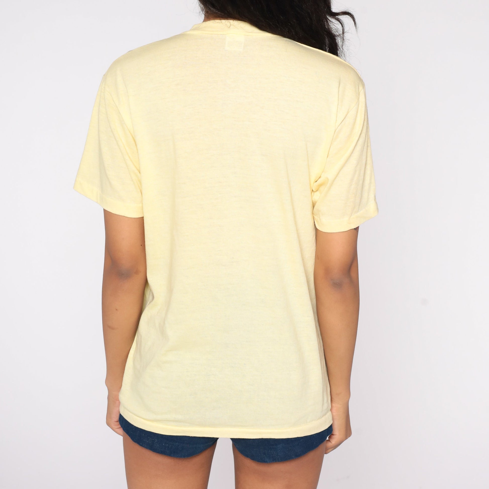 80s Sgt Preston's of the North Graphic T-Shirt Yellow Lafayette Indiana Large