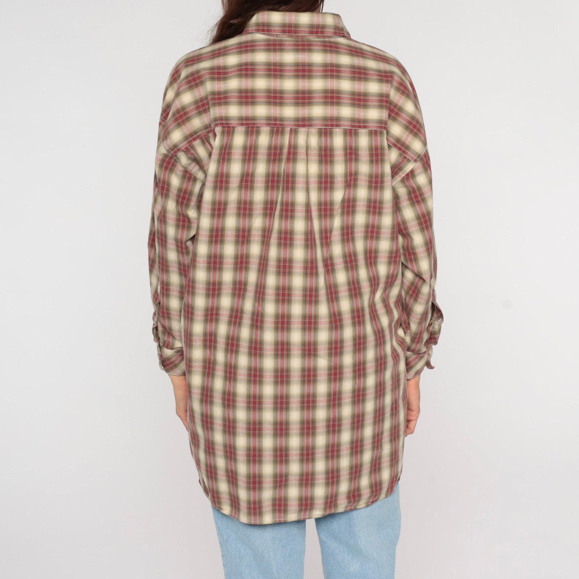Y2K Victoria's Secret Country Red Plaid Button-Up Blouse Small