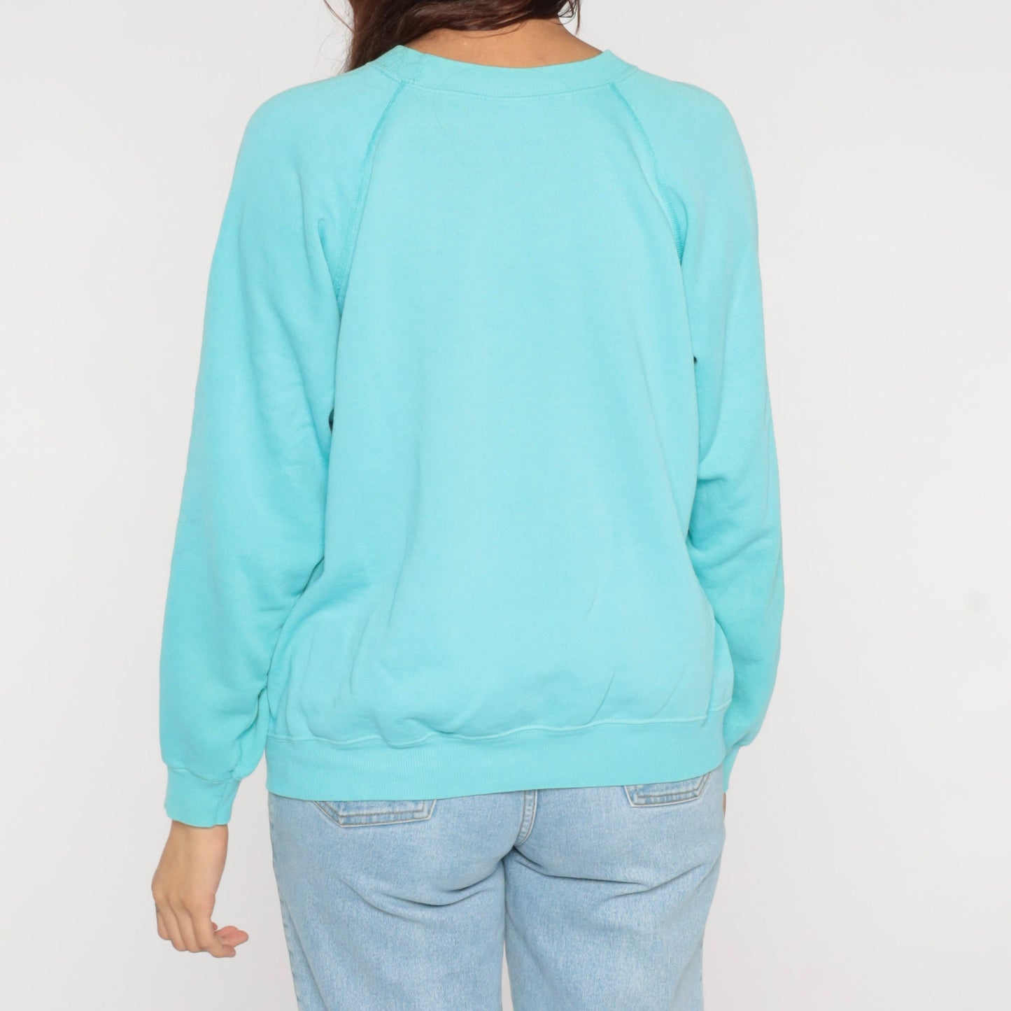 90s San Diego Palm Tree Sweatshirt Turquoise Raglan Crewneck Medium M