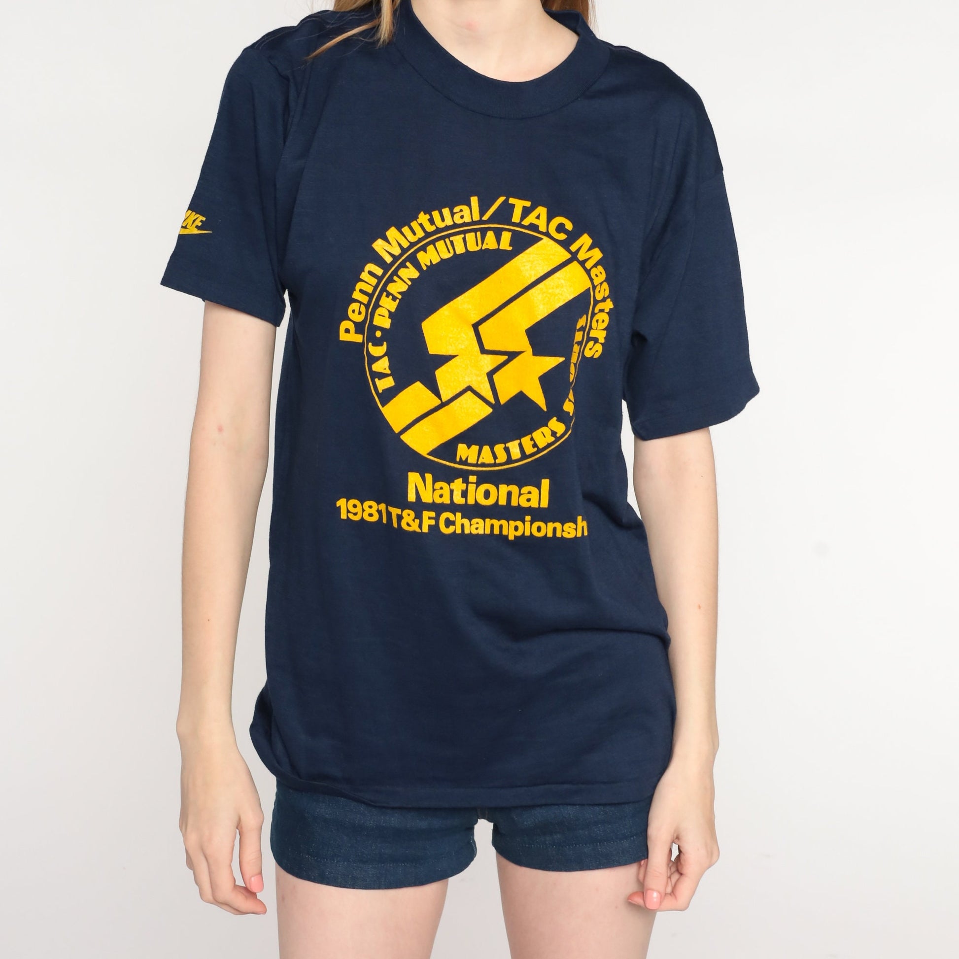 1981 National Track and Field Championships Tee Navy Graphic Medium