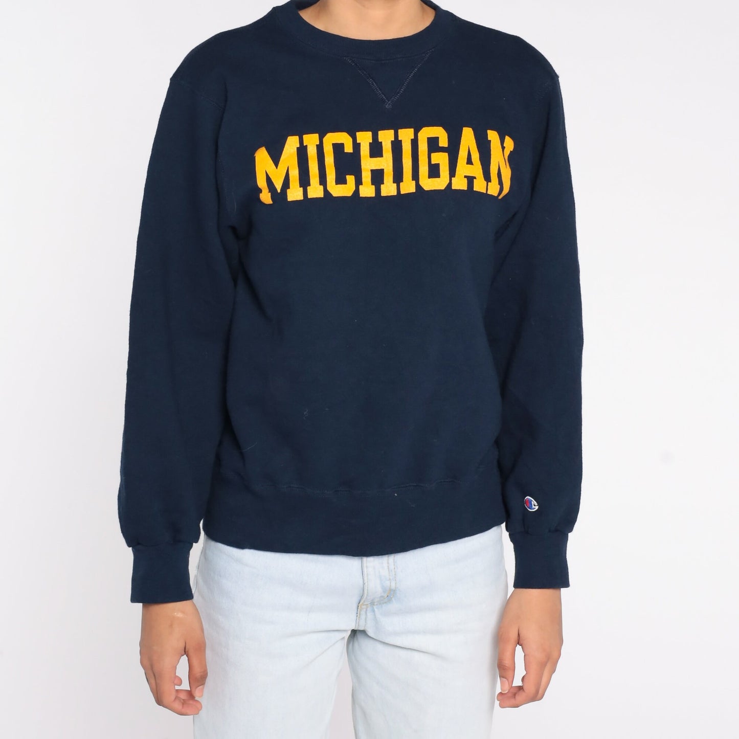 90s Champion University of Michigan Wolverines Navy Crewneck Sweatshirt Medium