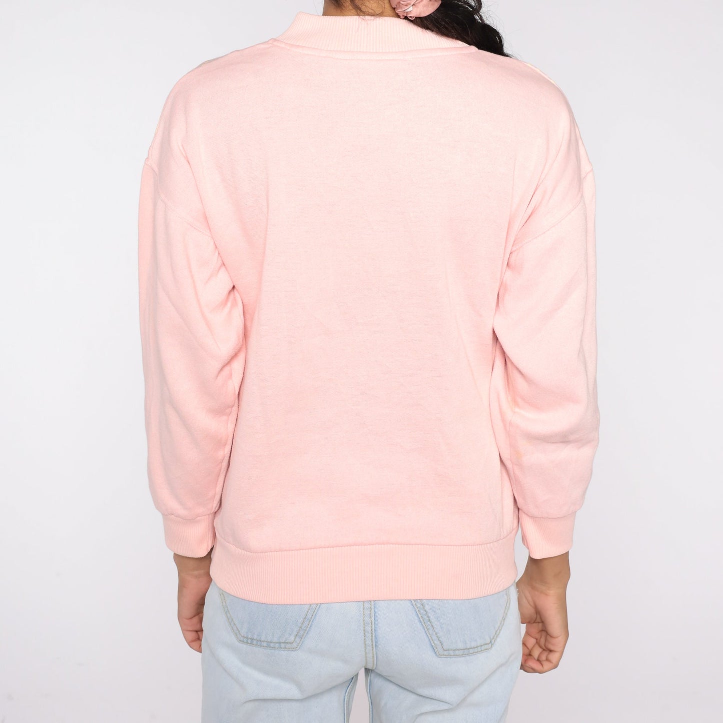 80s Geometric Quarter Zip Sweatshirt Baby Pink Southwestern Small
