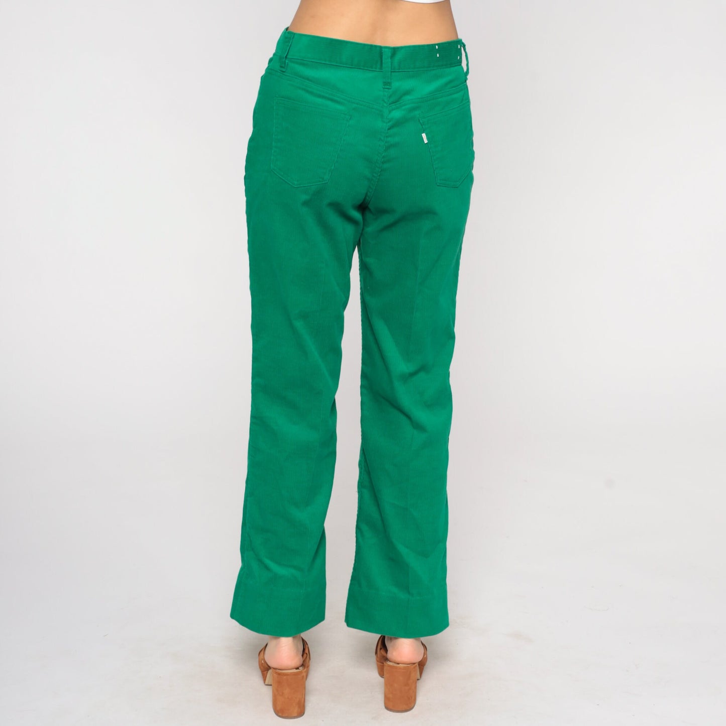 Levi's 80s Green Corduroy Pants High Rise Flared Trousers Men's 31