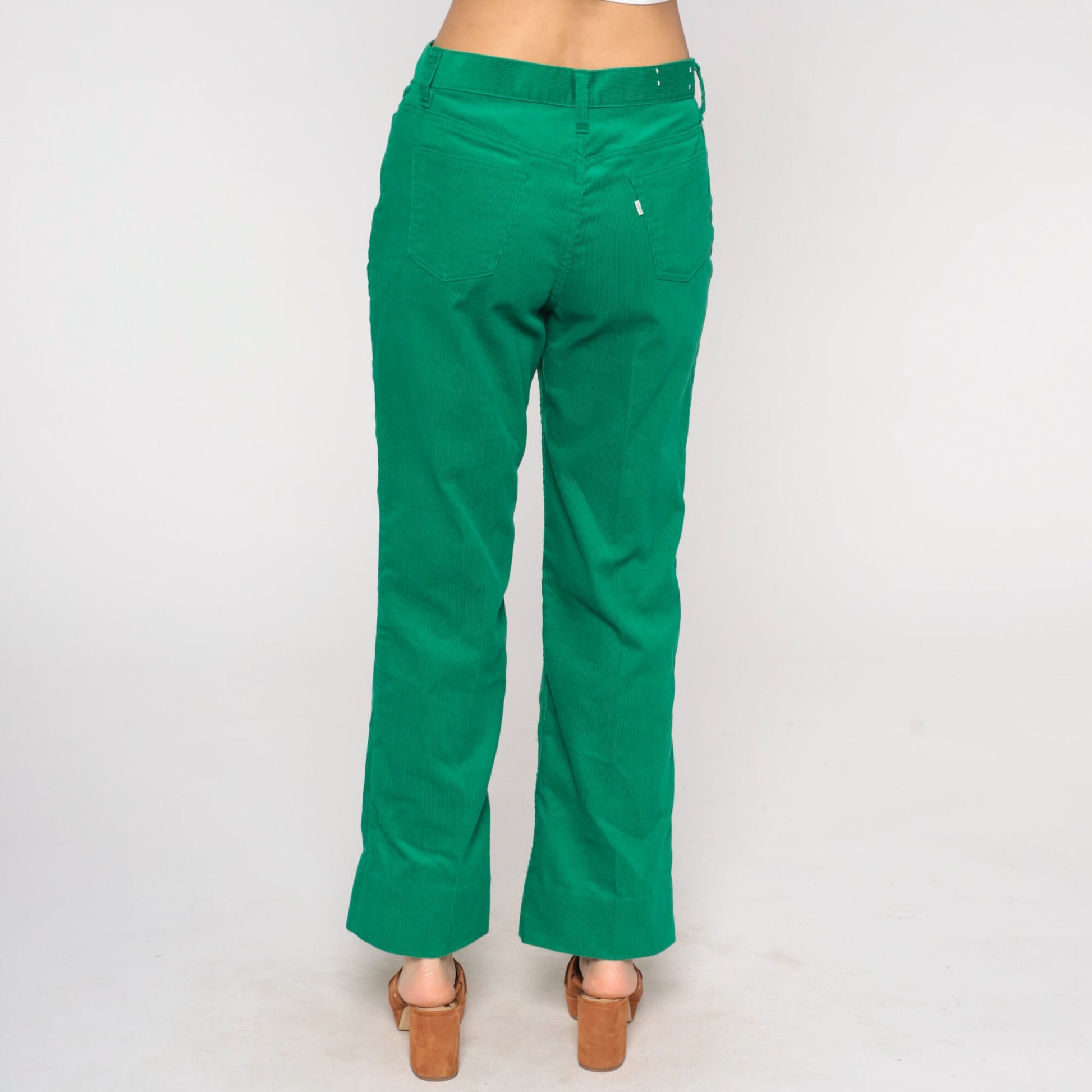 Levi's 80s Green Corduroy Pants High Rise Flared Trousers Men's 31