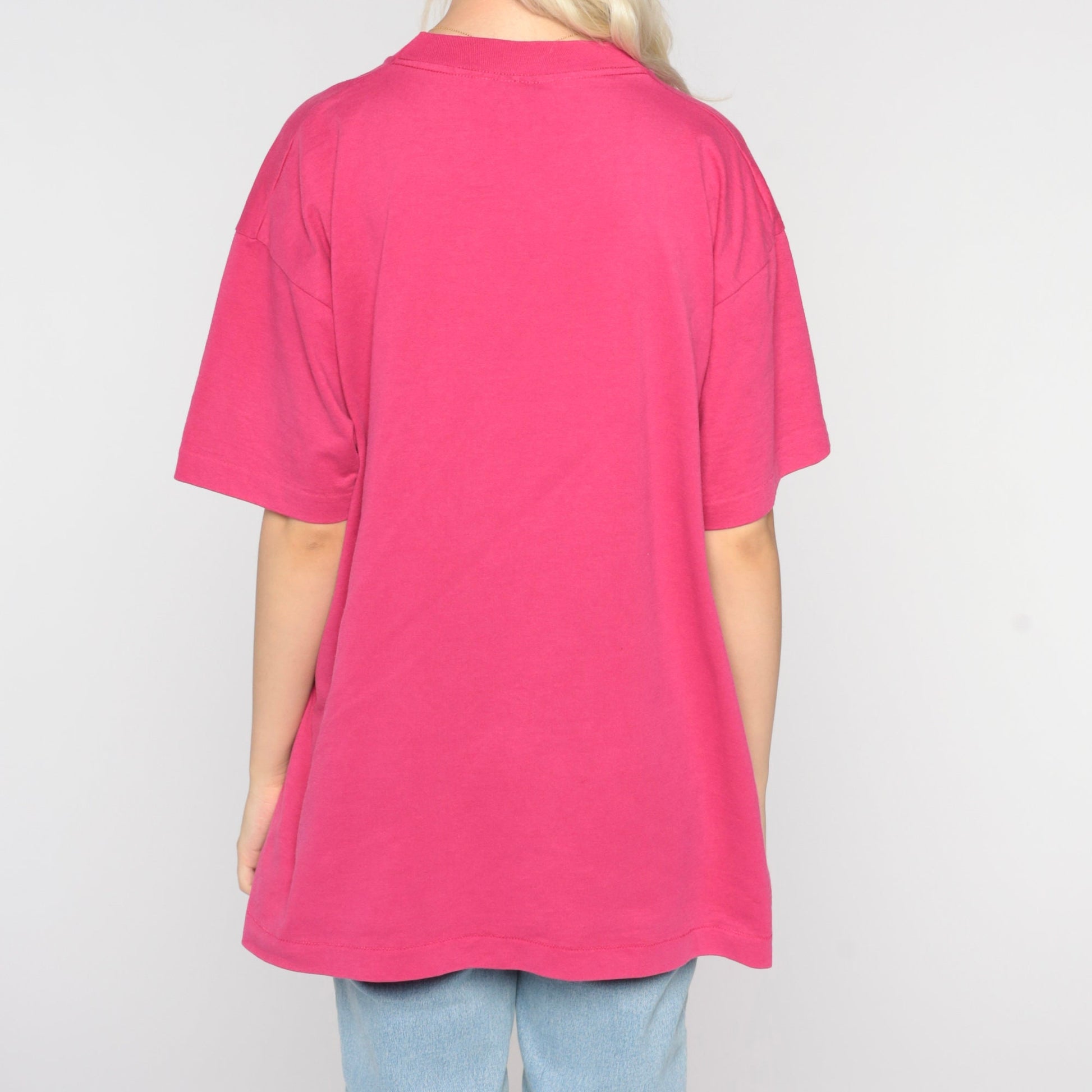 80s Fruit of the Loom Hot Pink Single Stitch T-Shirt Extra Large XL