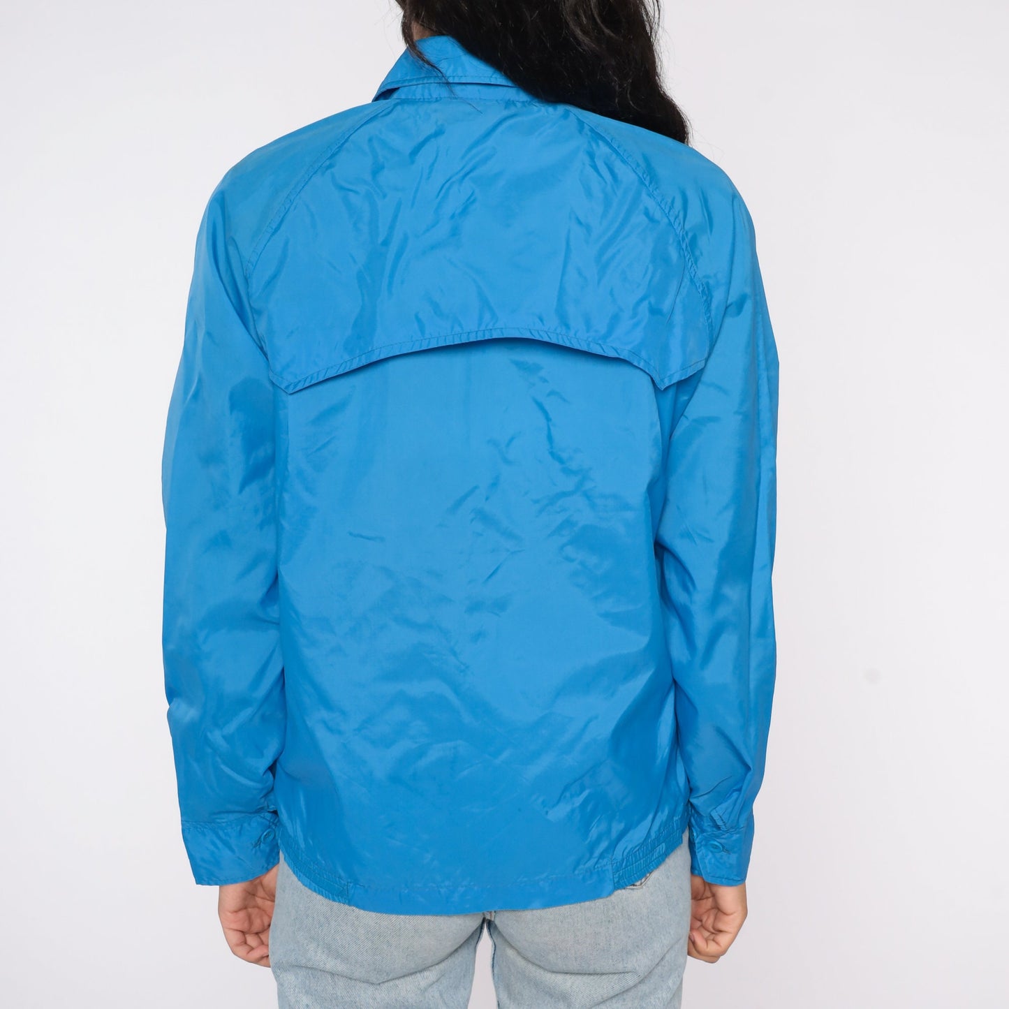 80s Blue Nylon Windbreaker Zip-Up Jacket Men's Extra Small