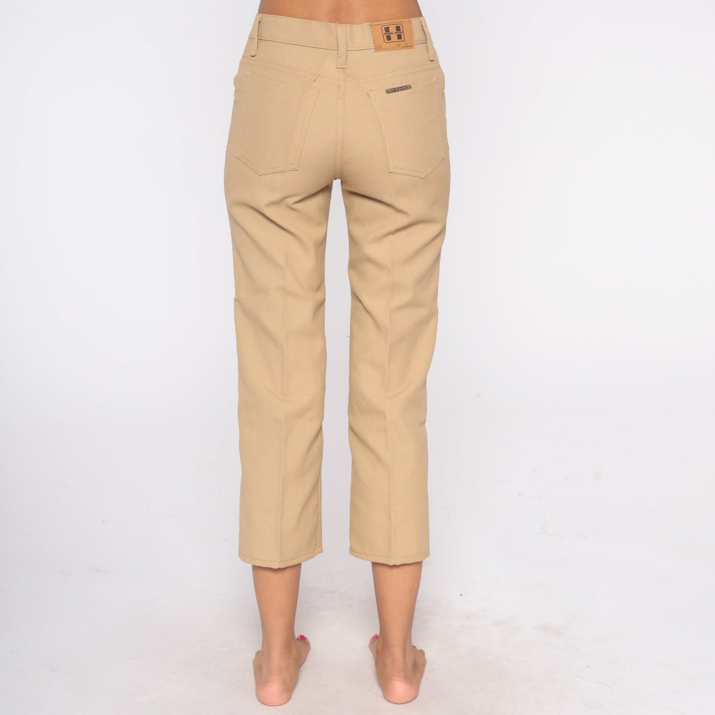 80s Tan High-Waisted Straight Leg Trousers Extra Small XS