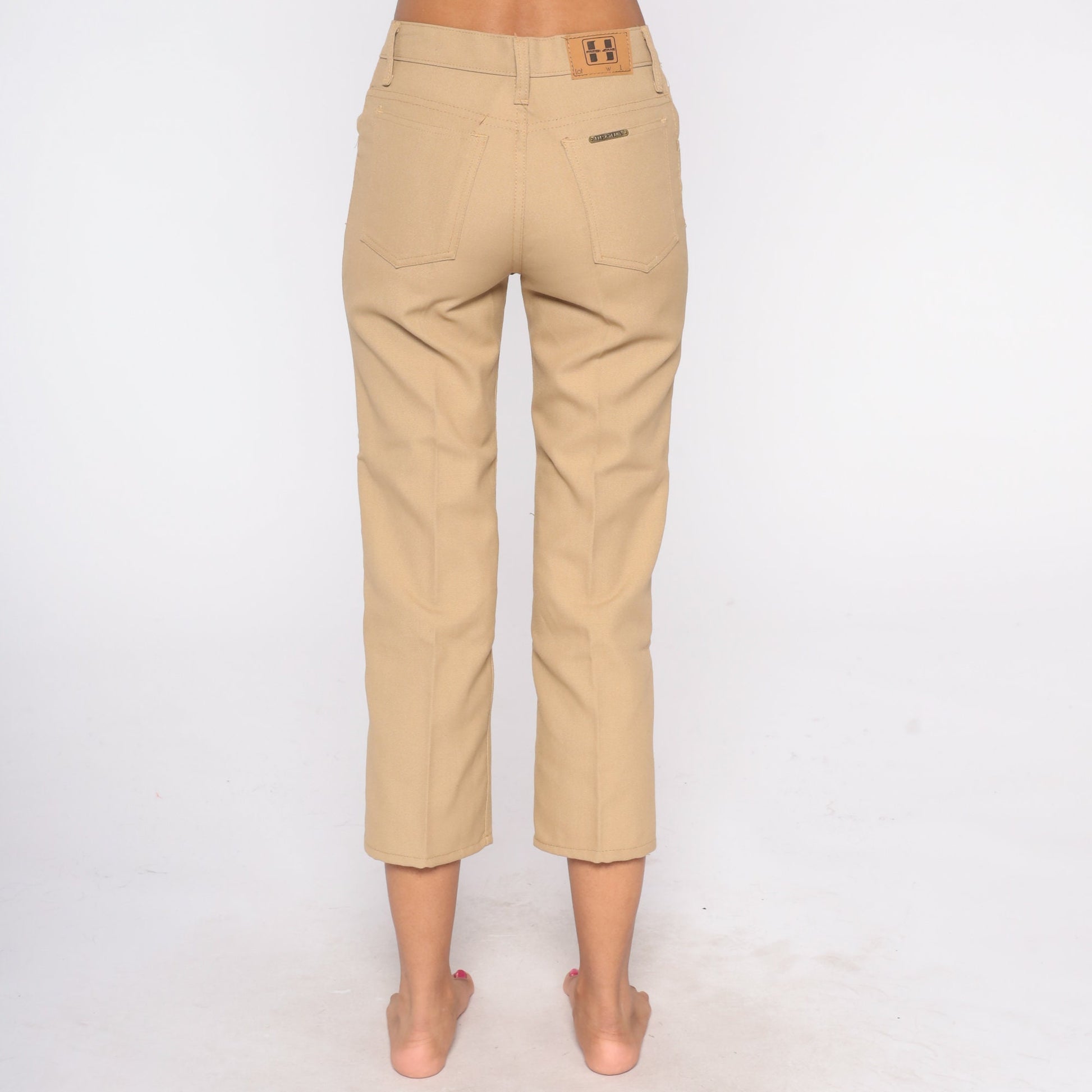 80s Tan High-Waisted Straight Leg Trousers Extra Small XS