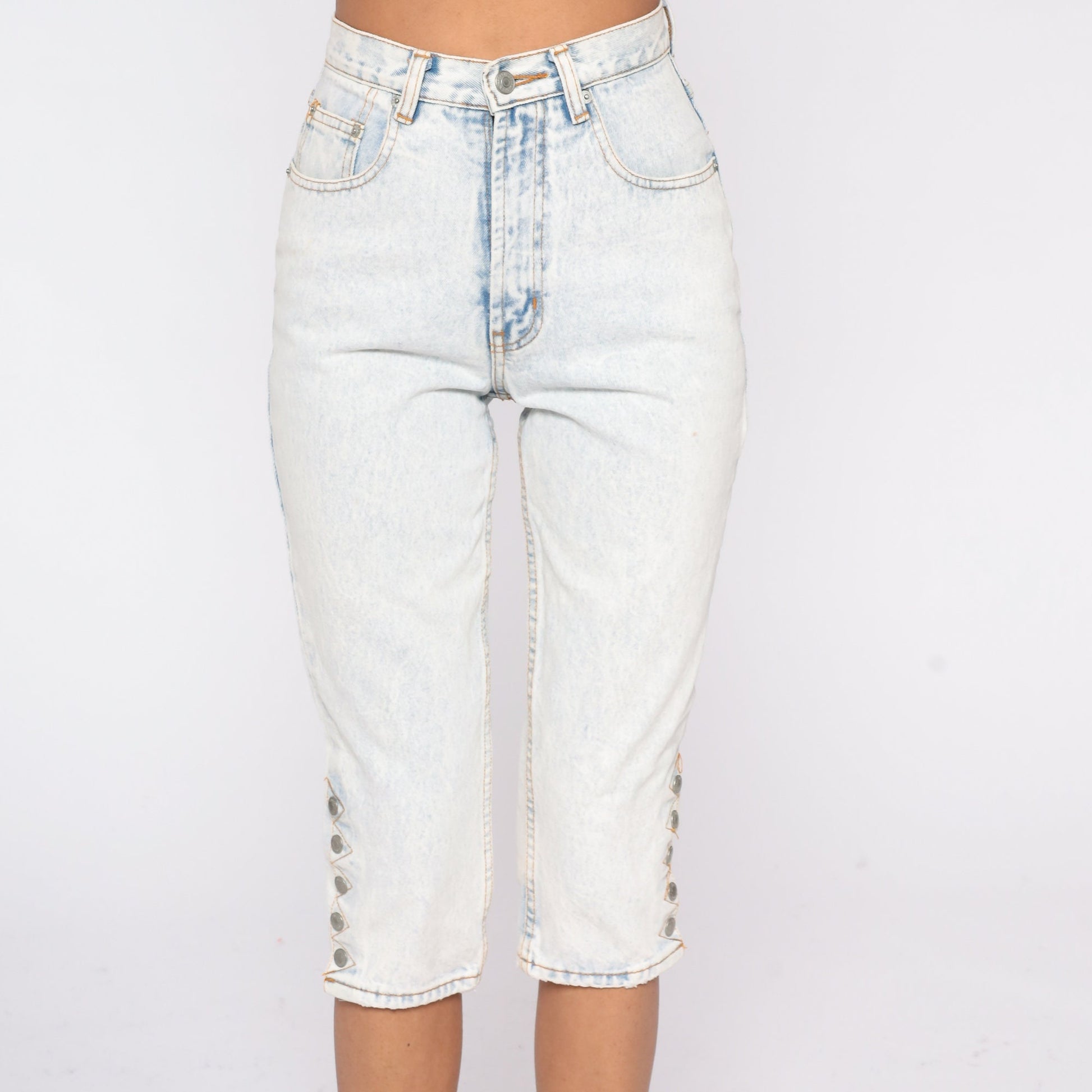 Jordache Light Stone Wash Capri Jeans High Waisted Slim Fit Extra Small