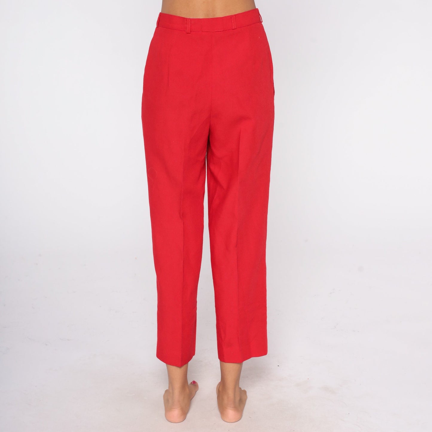 70s Red Straight Leg Trousers High Rise Vintage 1970s Medium