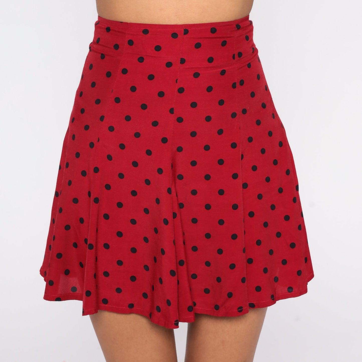 90s Red Polka Dot Pleated Mini Skirt High Waisted XXS