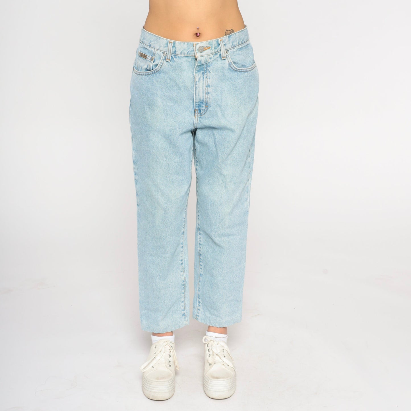 90s Calvin Klein High Waist Straight Leg Mom Jeans Light Wash Denim Medium