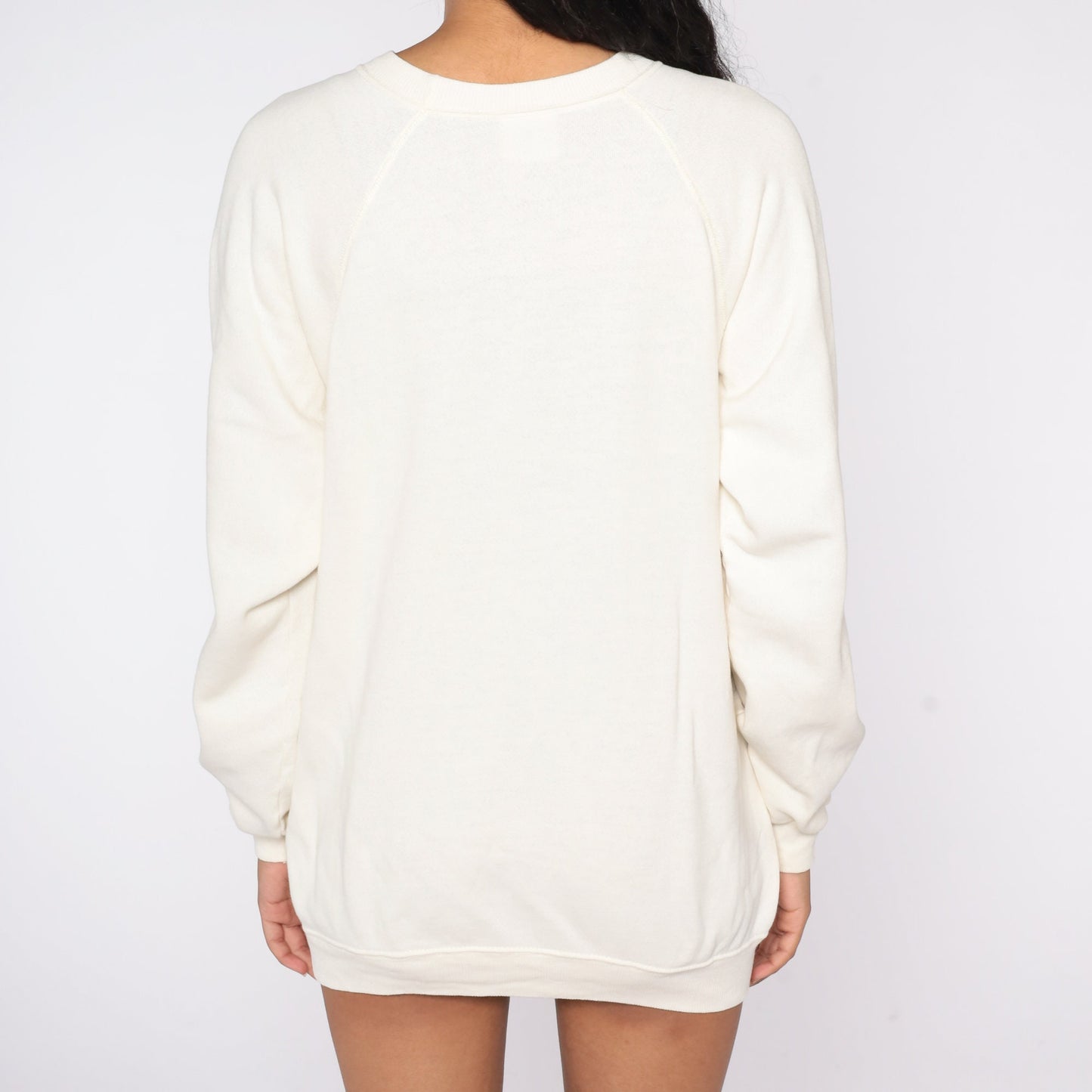 90s Leaves & Acorns Sweatshirt Cream Raglan Graphic Crewneck Large
