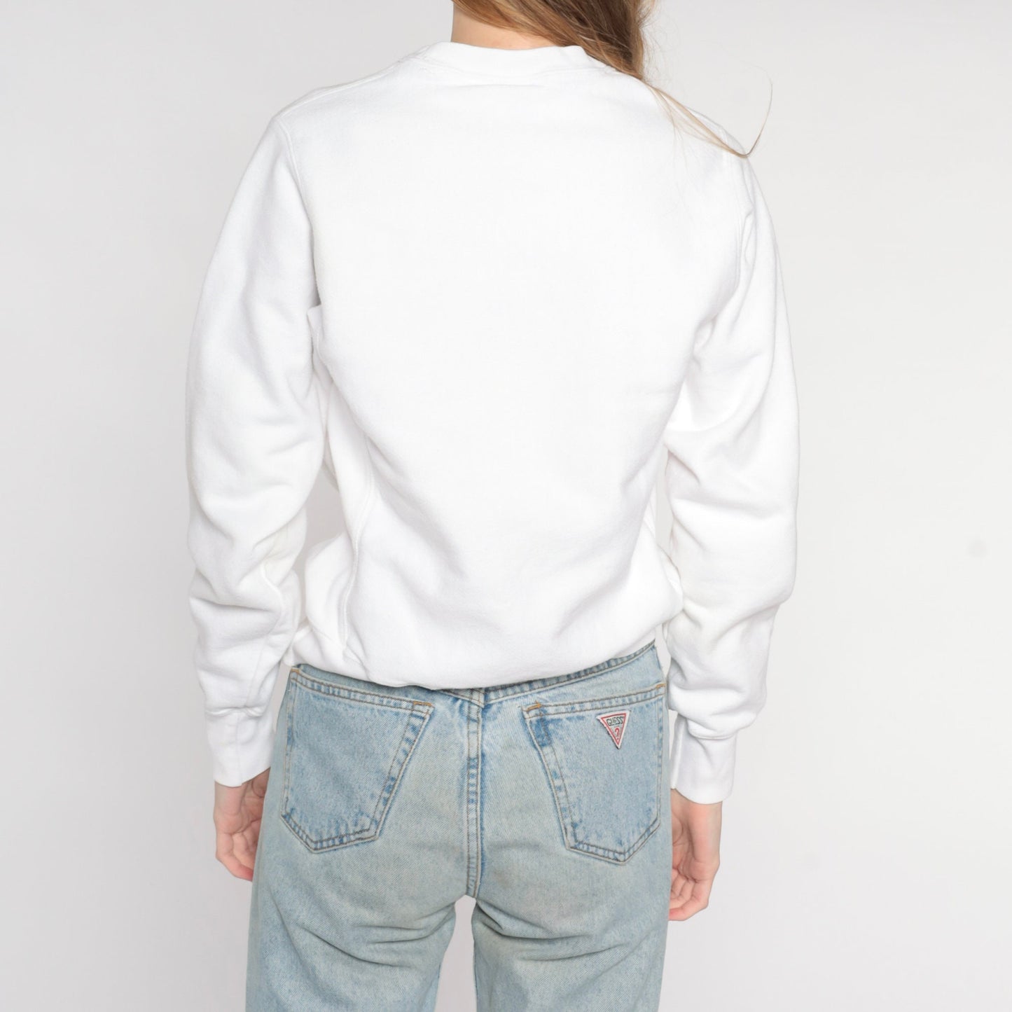 Y2K Champion White Crewneck Sweatshirt Plain Pullover Extra Small XS