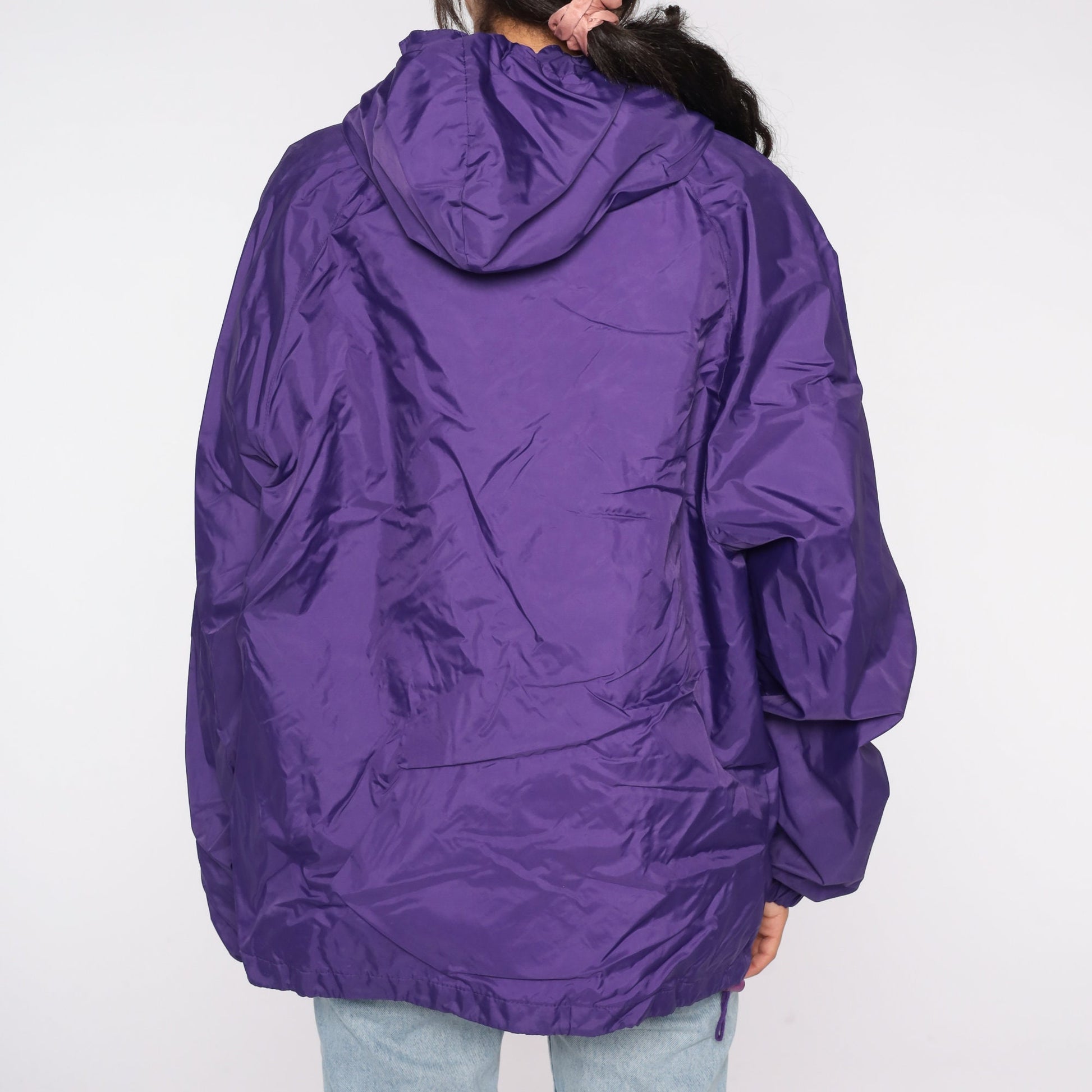 Y2K Kansas State University Purple Hooded Windbreaker Half Zip Extra Large XXL