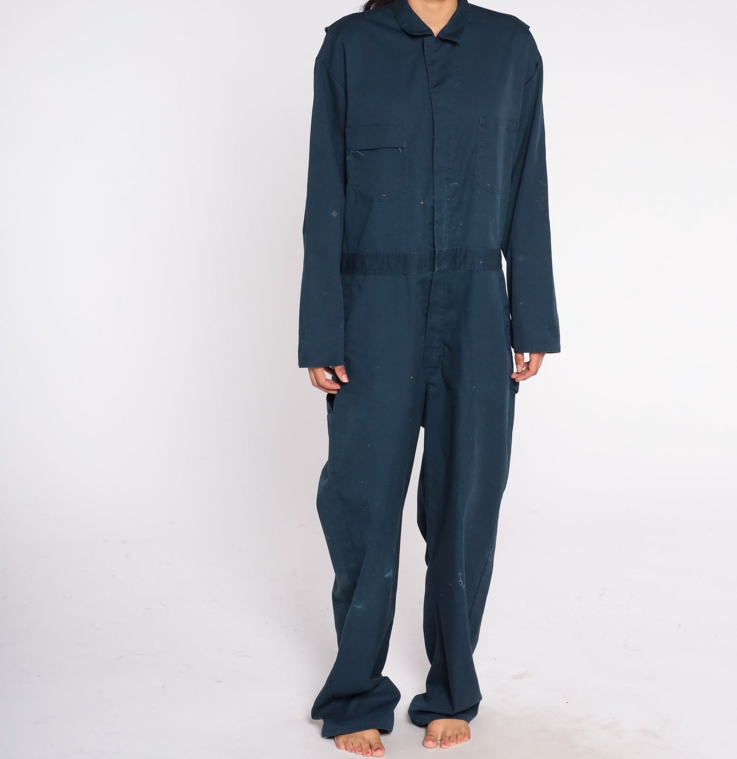 80s Sears Navy Coveralls Jumpsuit Workwear Distressed Mens XXL