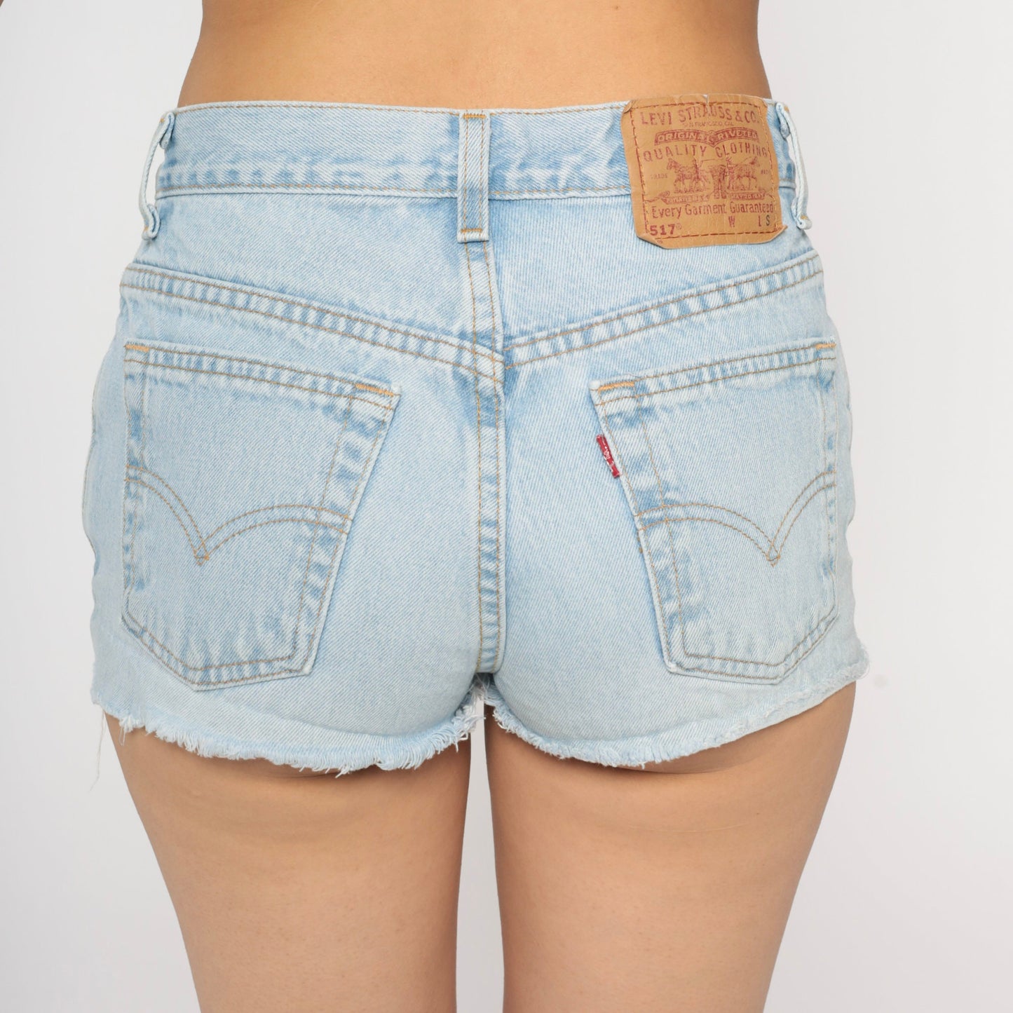 Levis 517 Light Wash Denim Cutoff Shorts 90s Raw Hem Jean Shorts Small