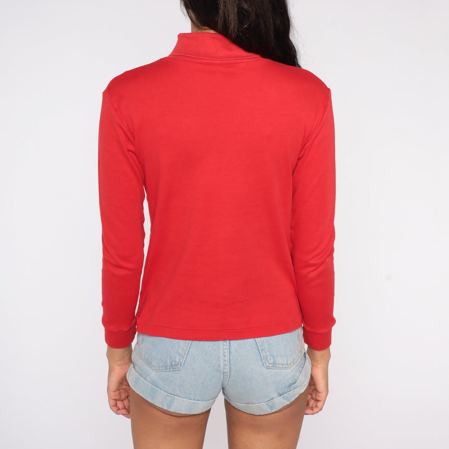 90s Red Turtleneck Long Sleeve Pullover Cotton Blend Medium